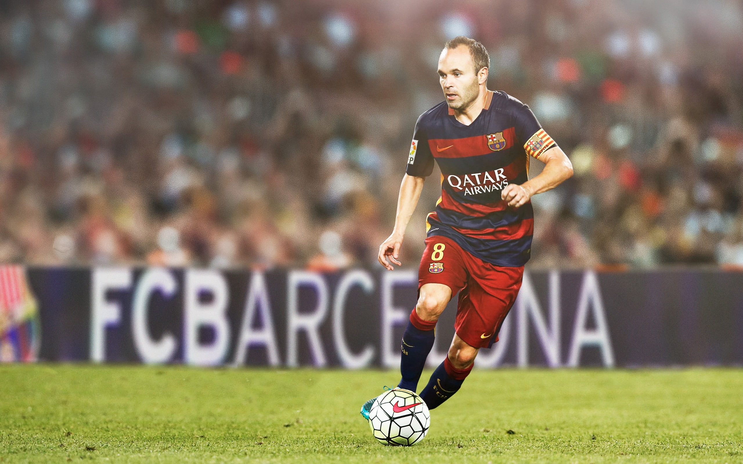 focus on foreground, determination, incidental people, running, soccer, andres, skill, poster, outdoors, grass, young adult, competition, 2K, HD Wallpaper