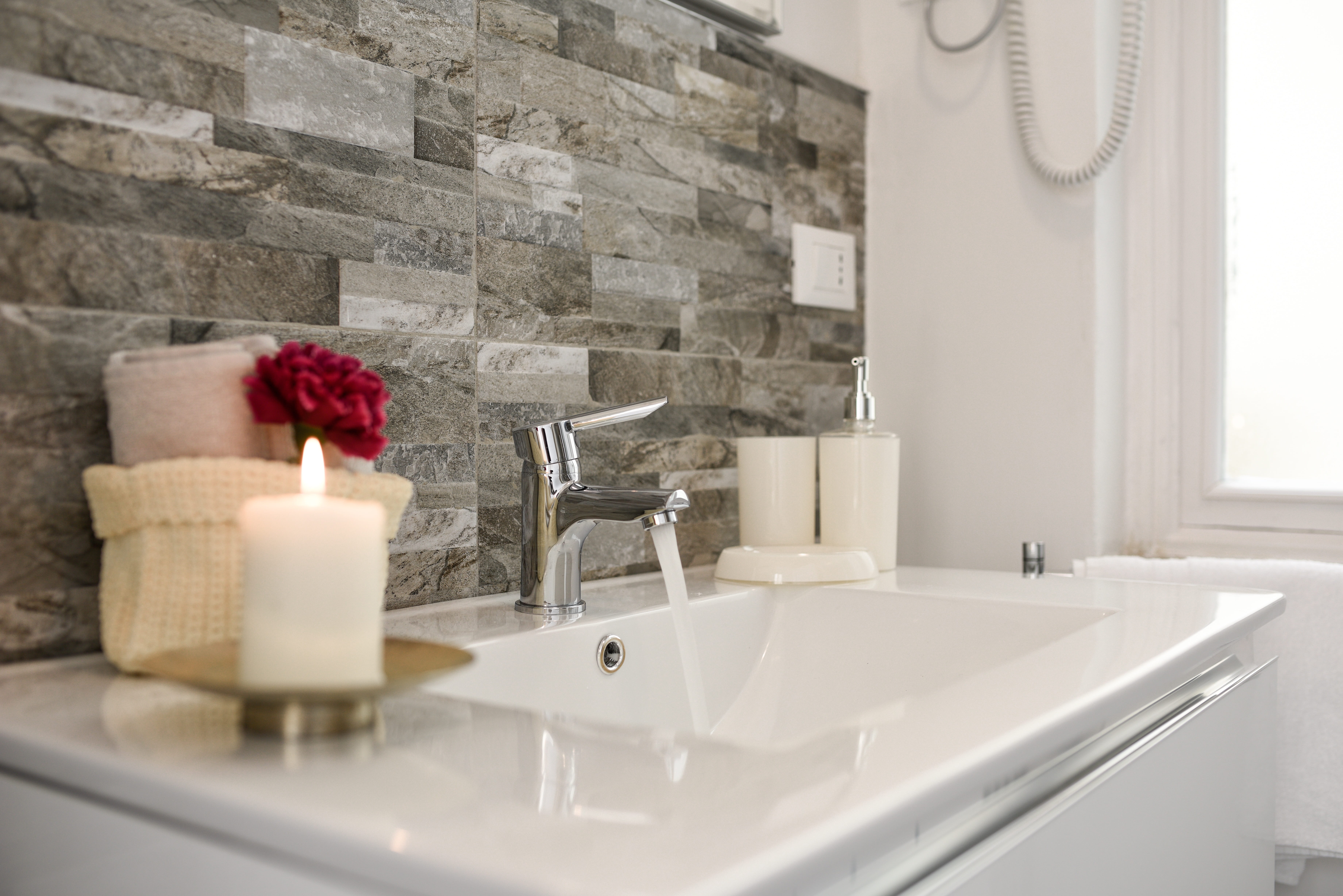 home interior, tap, flowering plant, hand, plant, household equipment, hygiene, white, sink, home, architecture, flower, no people, lifestyles, candle, HD Wallpaper