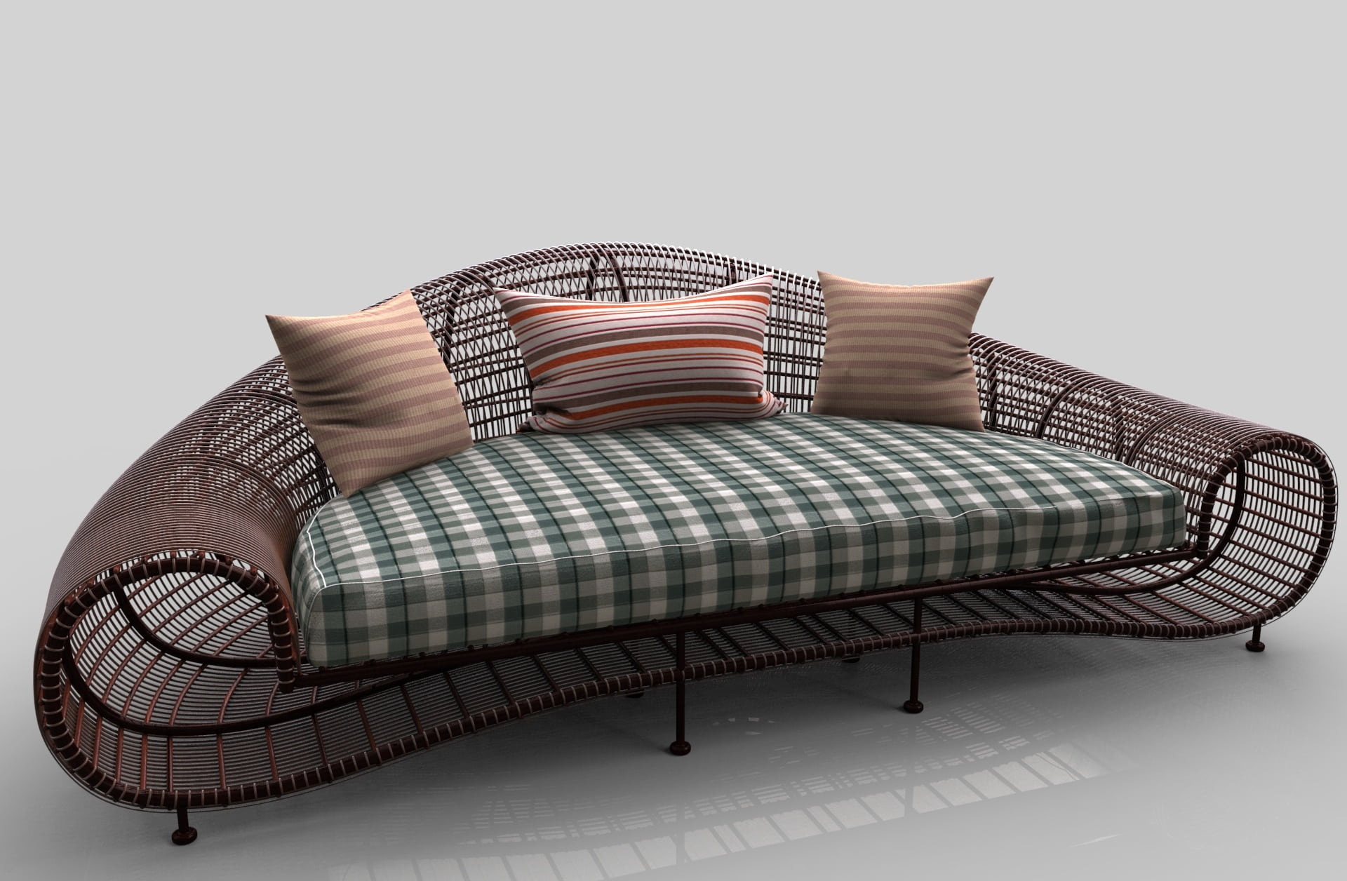 bedroom, plaid, gray, indoors, pillows, brown, no people, pillow, sofa, striped, home interior, pattern, gray background, domestic room, day, interior design, HD Wallpaper