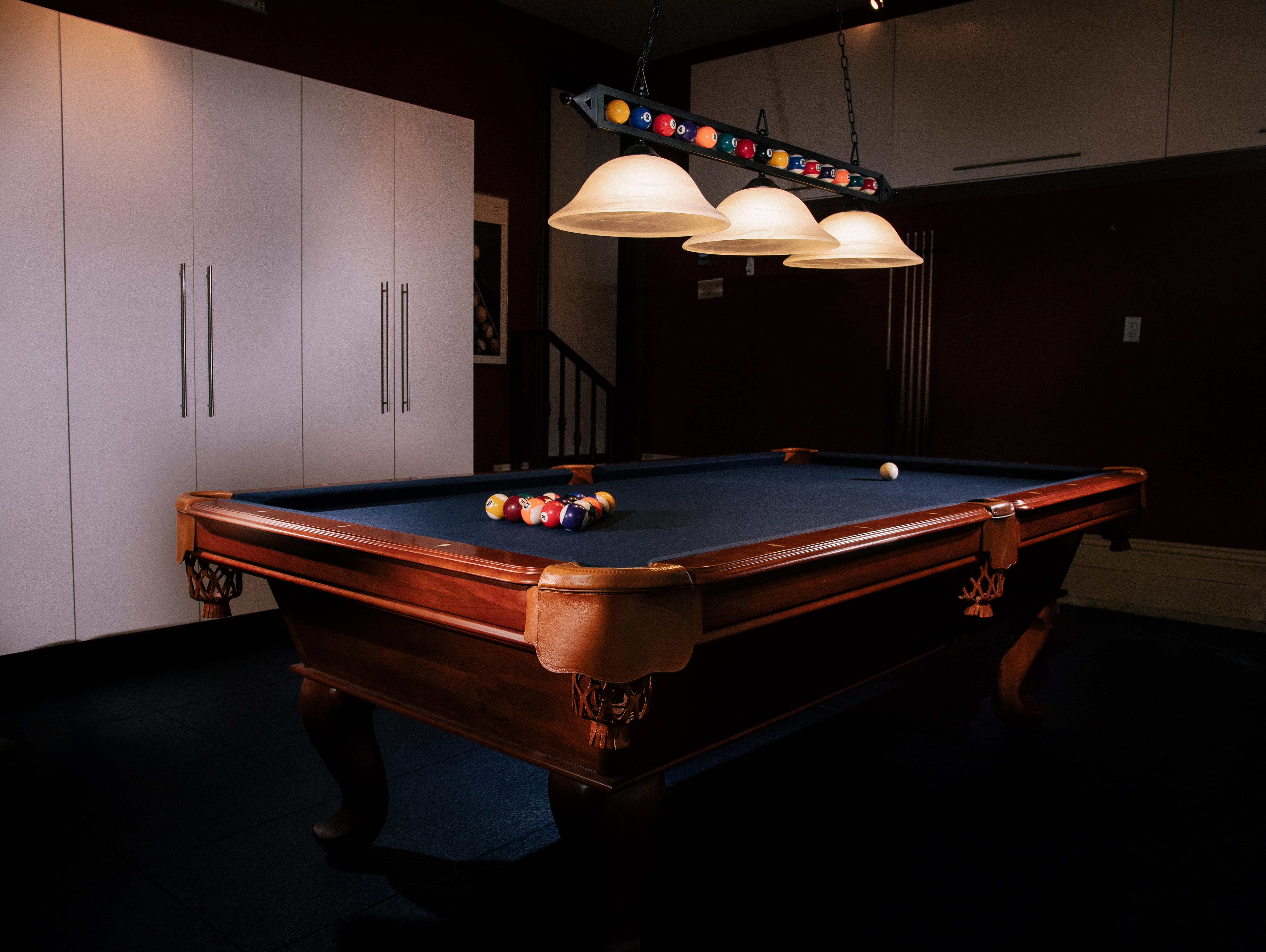 relaxation, cabinets, moody, 8ball, pool hall, electric lamp, luxury, furniture, leisure activity, pool stick, composite, pool - cue sport, pockets, home, HD Wallpaper