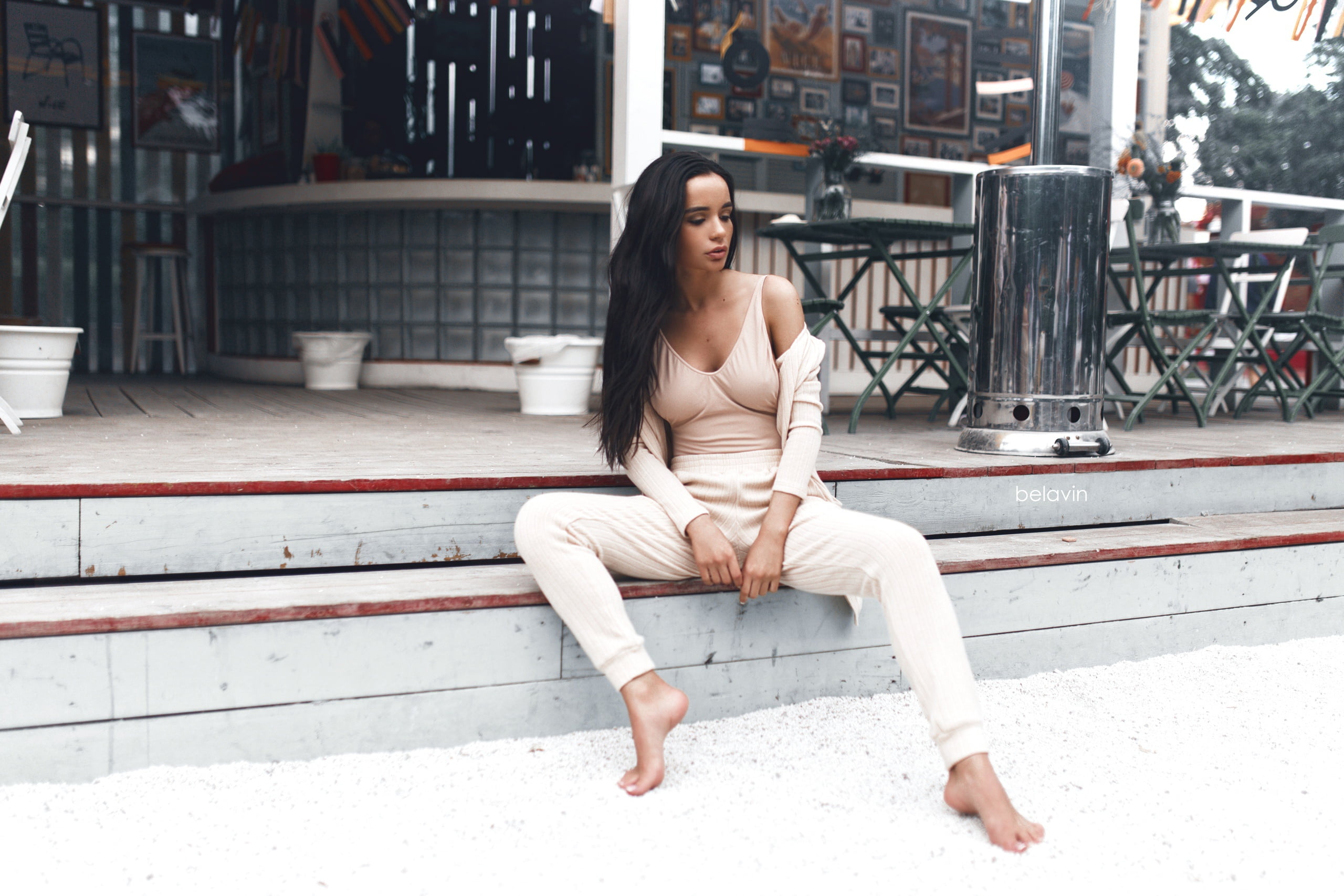 girl, sitting, Belavin, Alexander Belavin, chest, 2K, Ekaterina Zueva, legs, HD Wallpaper
