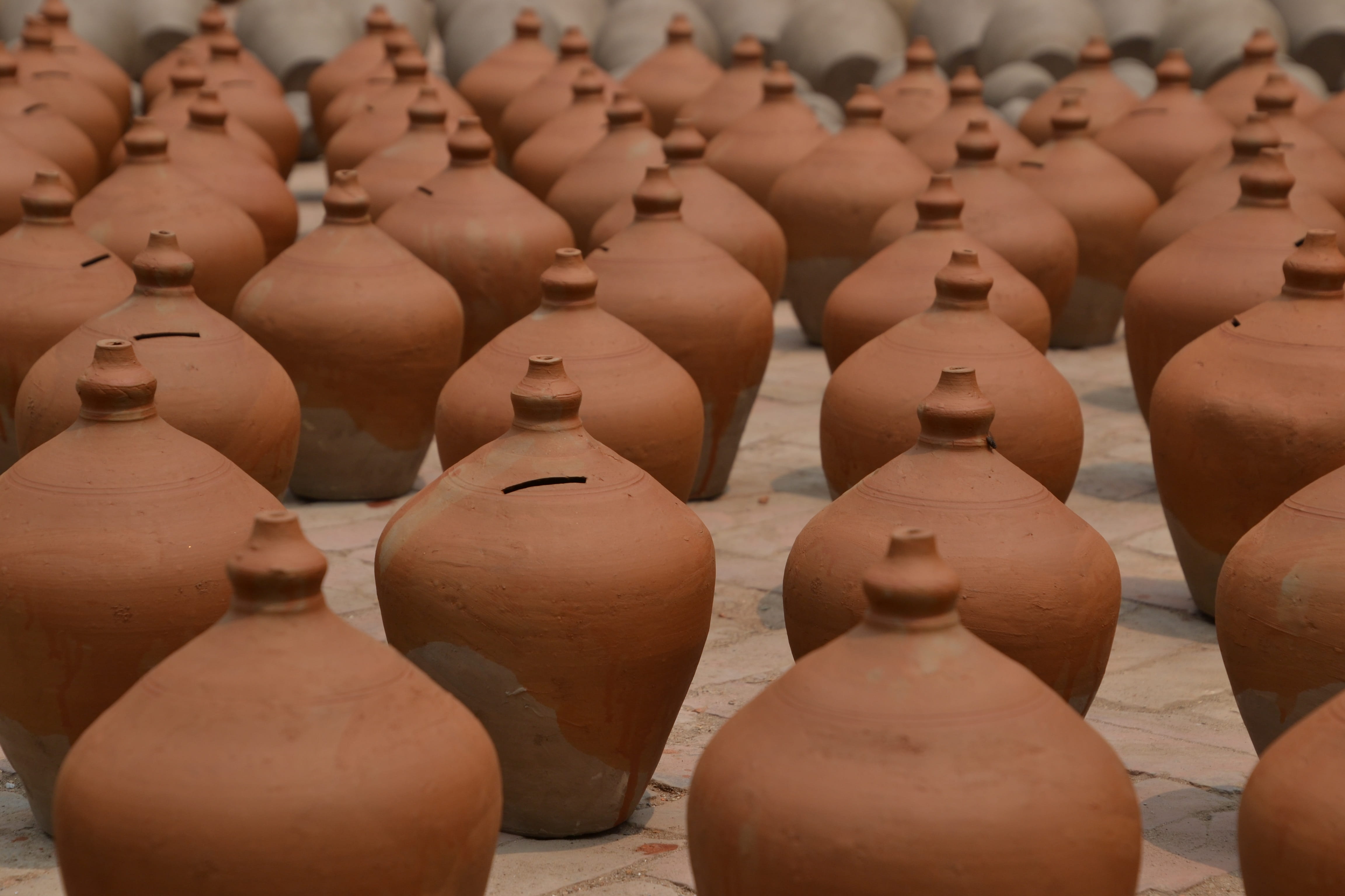 arrangement, pottery, water jug, still life, Craft, fragile, Vessel, skill, jars, Ceramic, 4K, close-up, creativity, terracotta, indoors, container, art and craft, HD Wallpaper