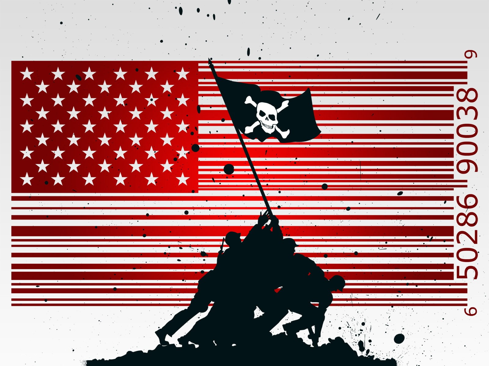 soldier, flag, barcode, 720P, artwork, HD Wallpaper