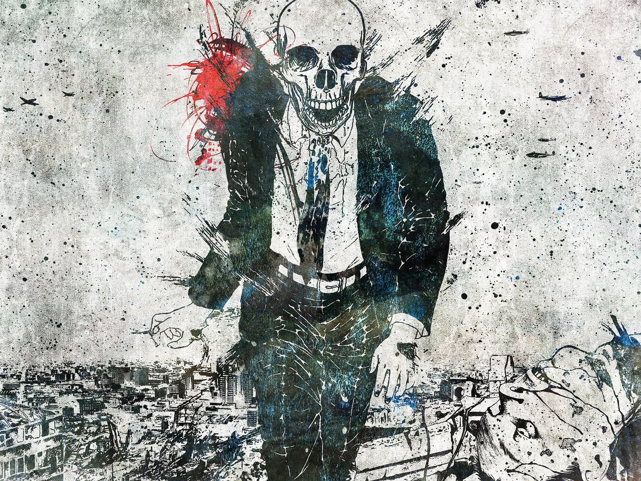 textured, building exterior, backgrounds, skull, abstract, outdoors, suits, architecture, weathered, creativity, 720P, art and craft, men, graffiti, day, HD Wallpaper