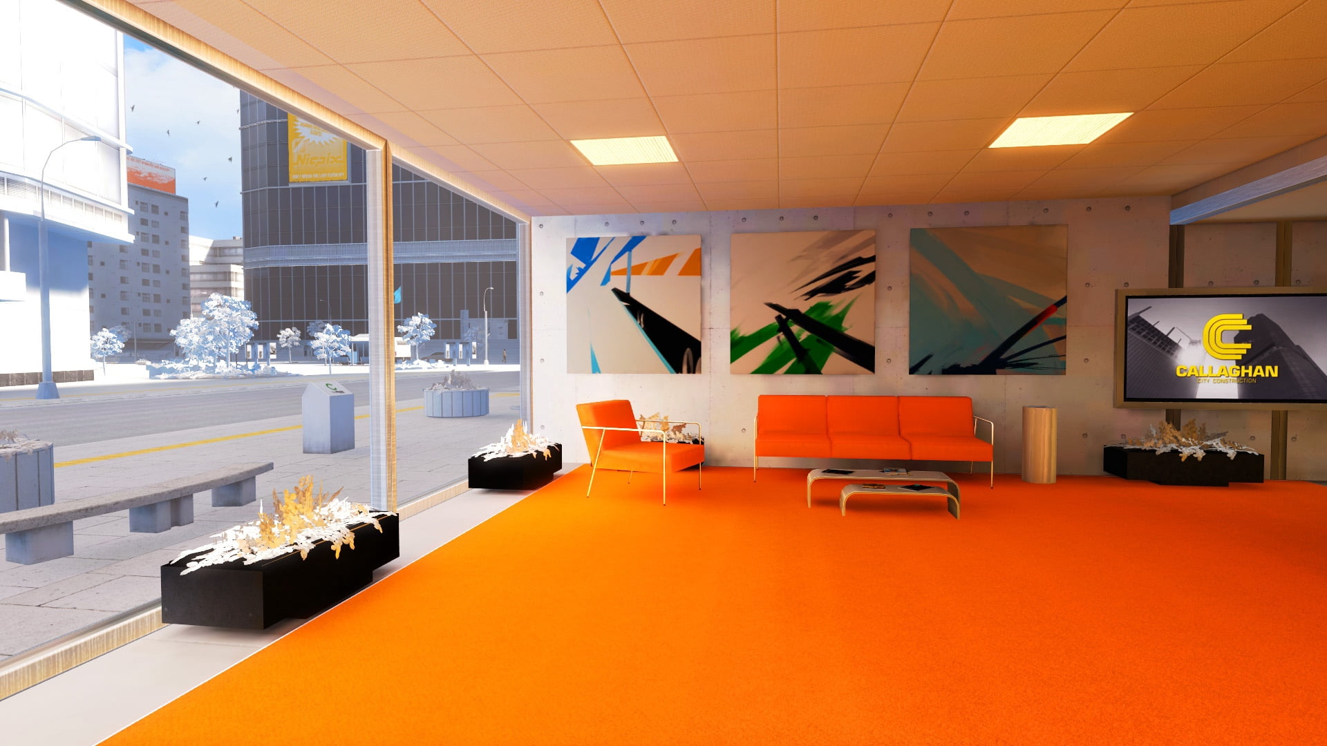lifestyles, office, ceiling, architecture, comfortable, chair, luxury, orange, beautiful, no People, lighting Equipment, orange color, furniture, table, HD Wallpaper