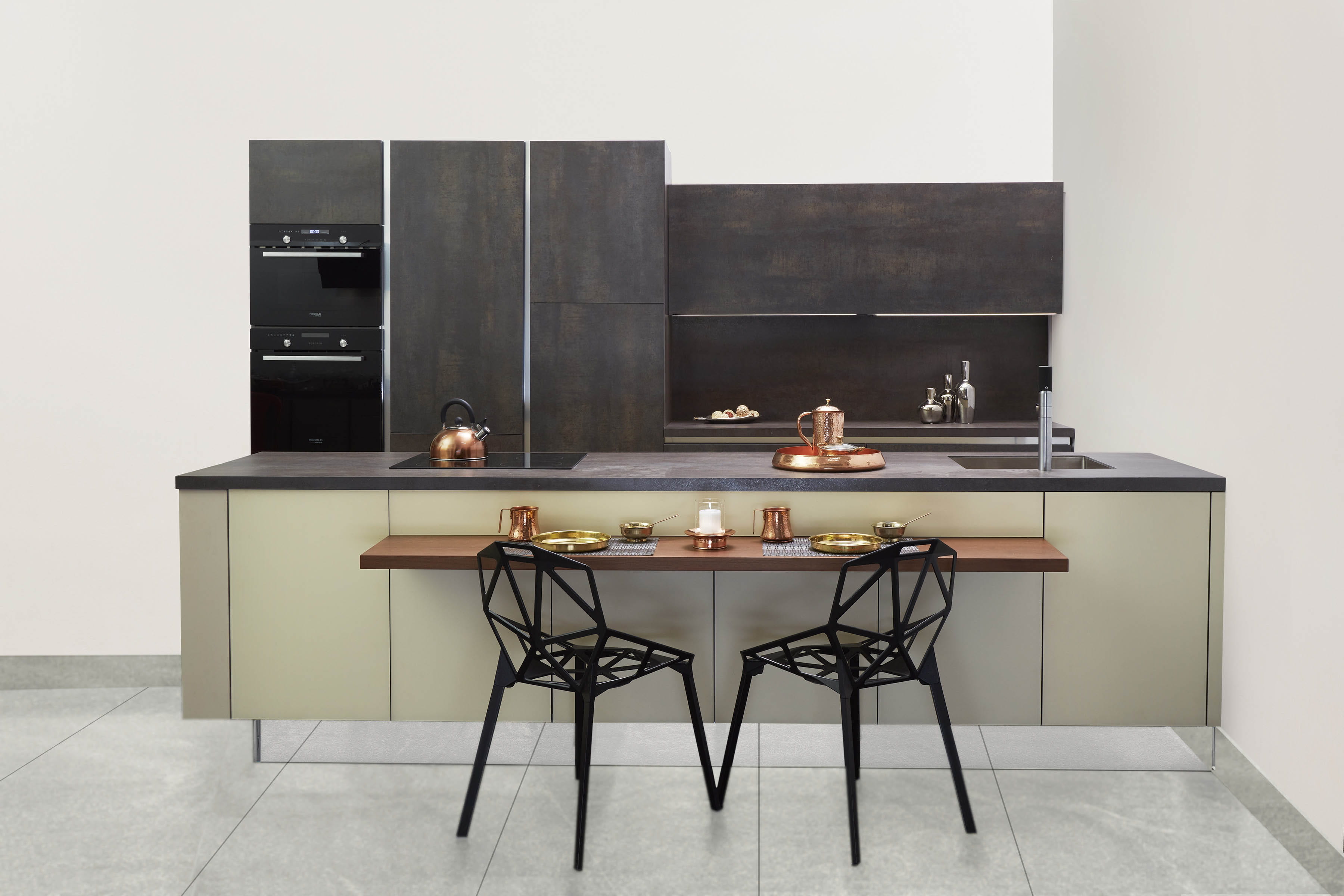 contemporary, counter, minimalist, spacious, color, indoors, table, chair, apartment, appliance, seat, household equipment, domestic room, home showcase interior, HD Wallpaper