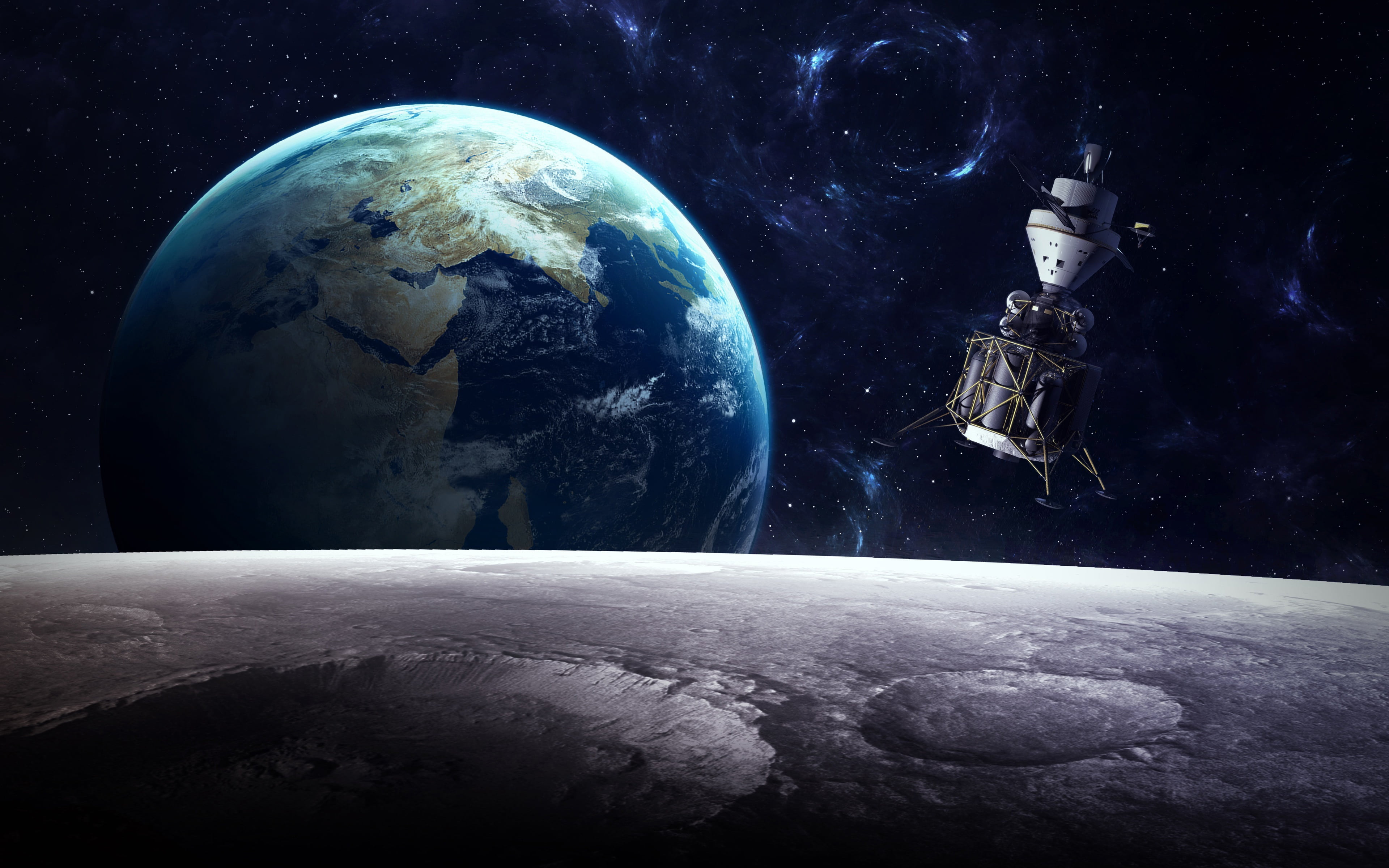 4K, Module, Earth, The moon, HD Wallpaper