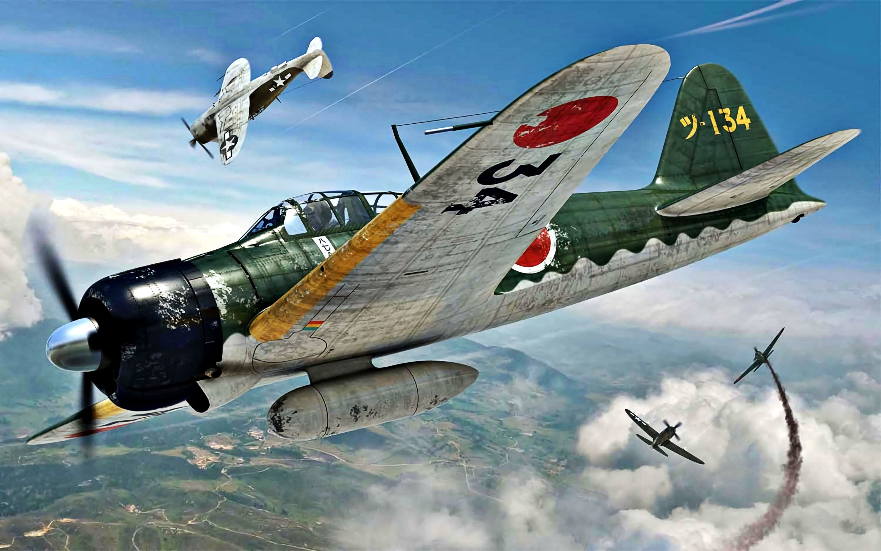 Travel, A6M2, Japan, Radial engine Nakajima Sakae 12, 2K, External fuel tank, HD Wallpaper