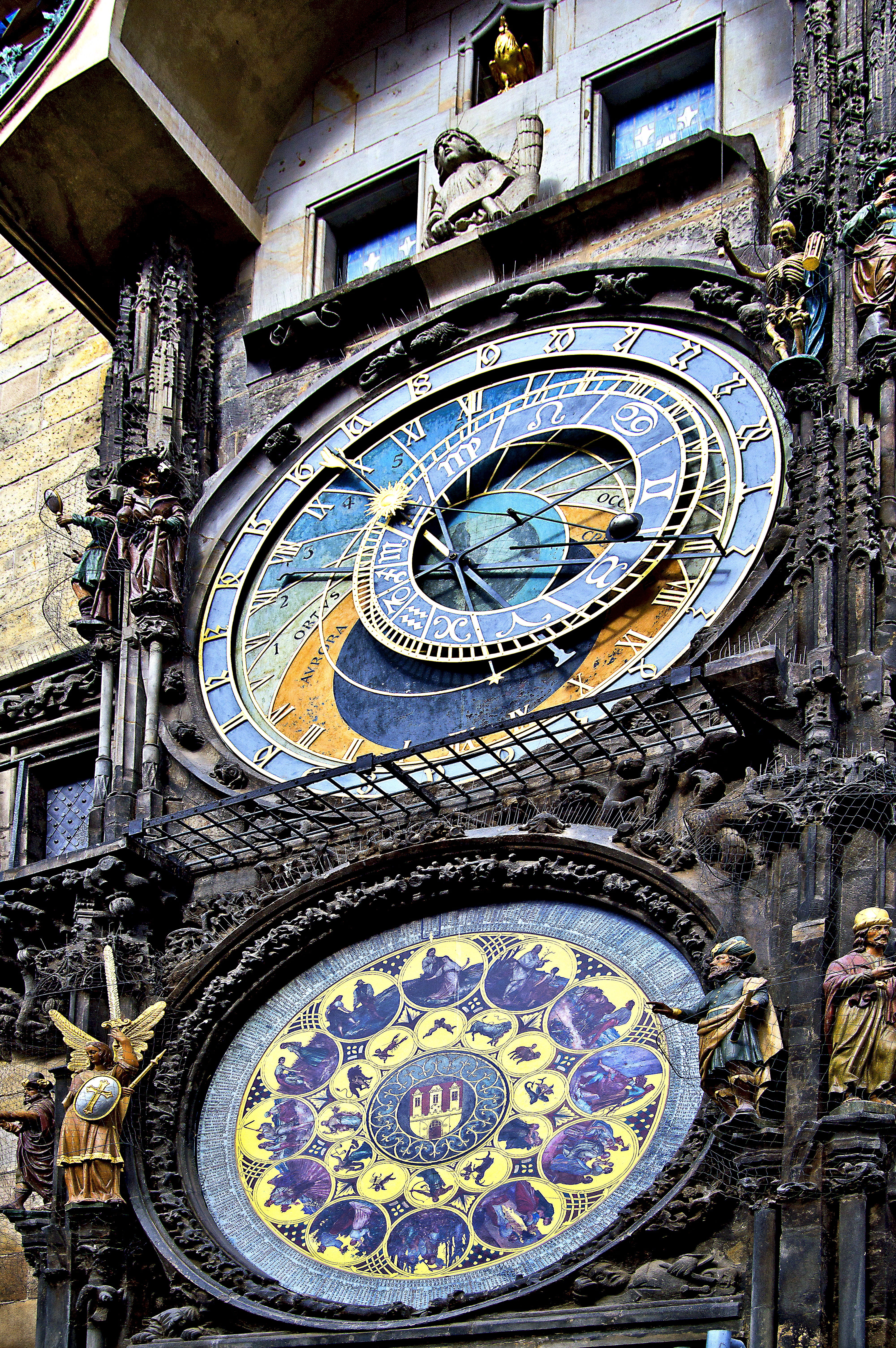 time, 5K, no people, clock face, prague, figure, astronomy, ornate, clock tips, measurement of time, building exterior, travel destinations, built structure, Phone HD Wallpaper