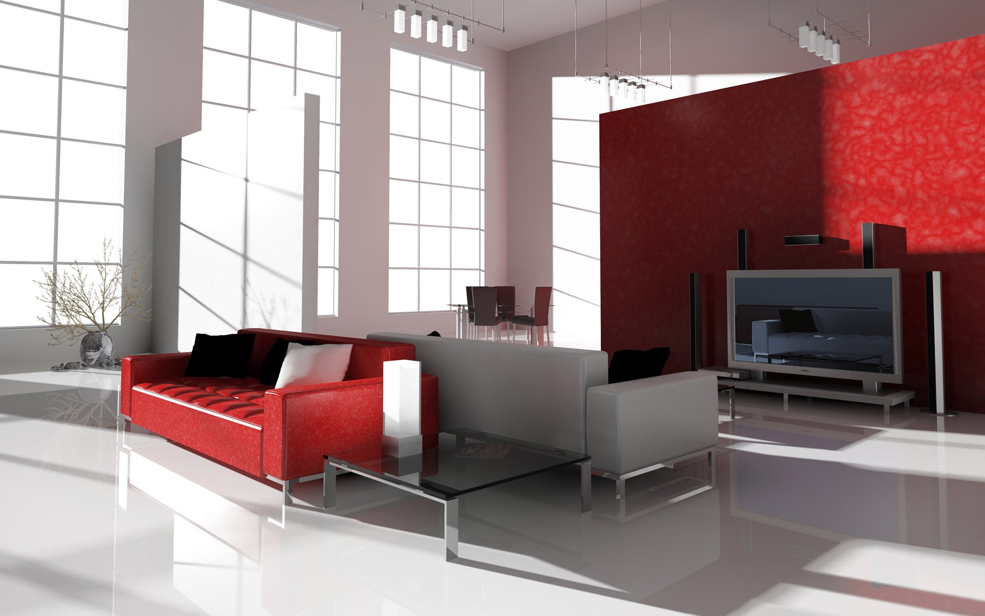 architecture, room, 3D, render, 1080P, HD Wallpaper