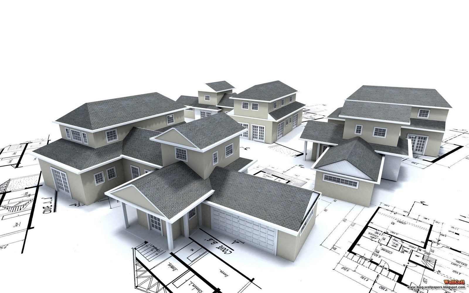 white, renders, 720P, 3D view, hd, houses, d, view, architecture, art, HD Wallpaper
