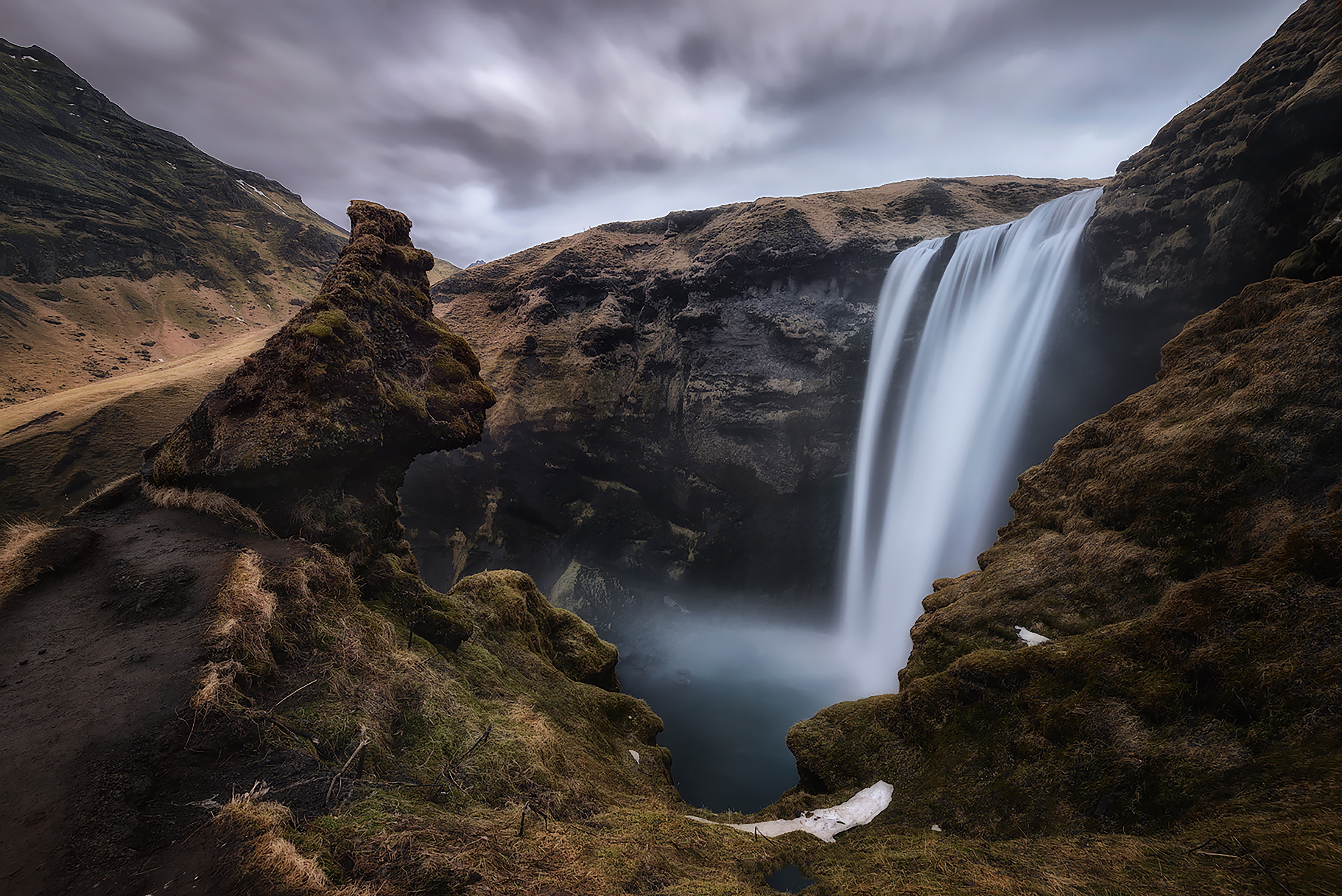 Skogafoss, scenics, waterfalls, clouds, river, photography, sunrise  sunset, nature, flickr, silk, Islandia, wow, view, water, beauty In Nature, landscape, HD Wallpaper