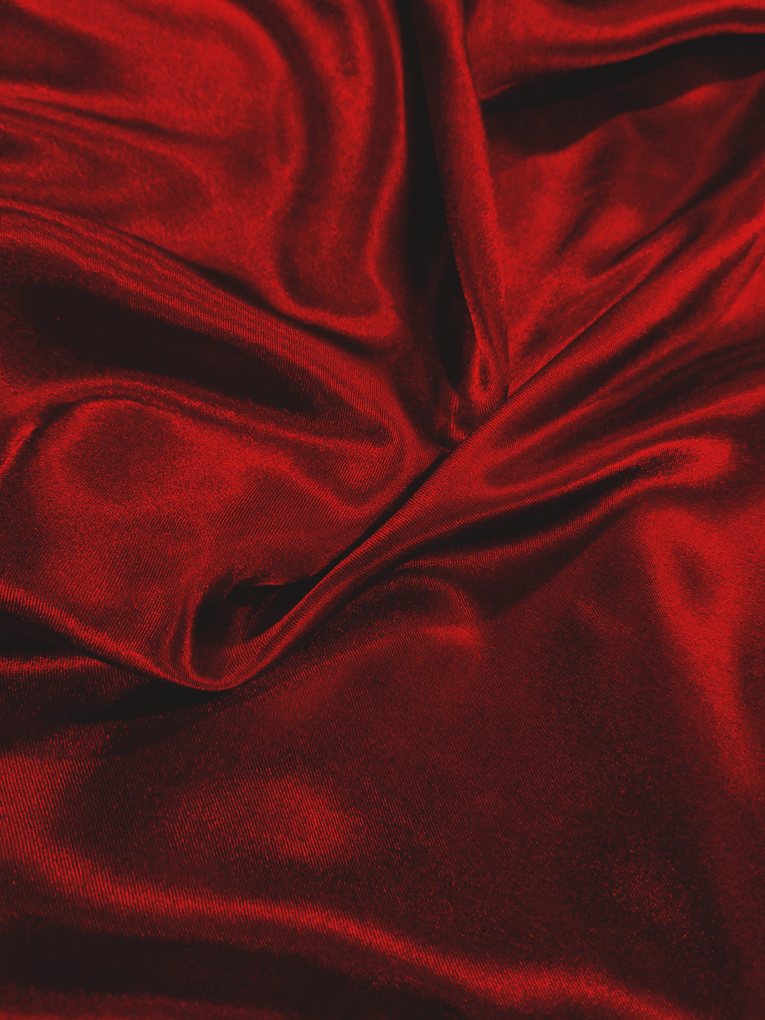 4K, pattern, textile, full frame, softness, red, crumpled, satin, rippled, bed, silk, indoors, sheet, luxury, backgrounds, textured, no people, directly above, Phone HD Wallpaper