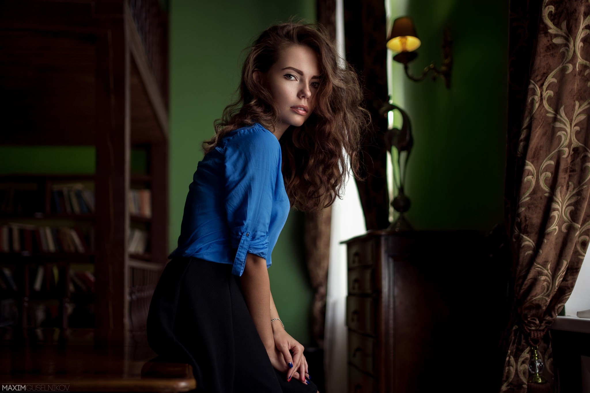 brunette, beautiful woman, painted nails, adult, face, standing, looking, lifestyles, young adult, beauty, Maxim Guselnikov, hair, hairstyle, portrait, HD Wallpaper