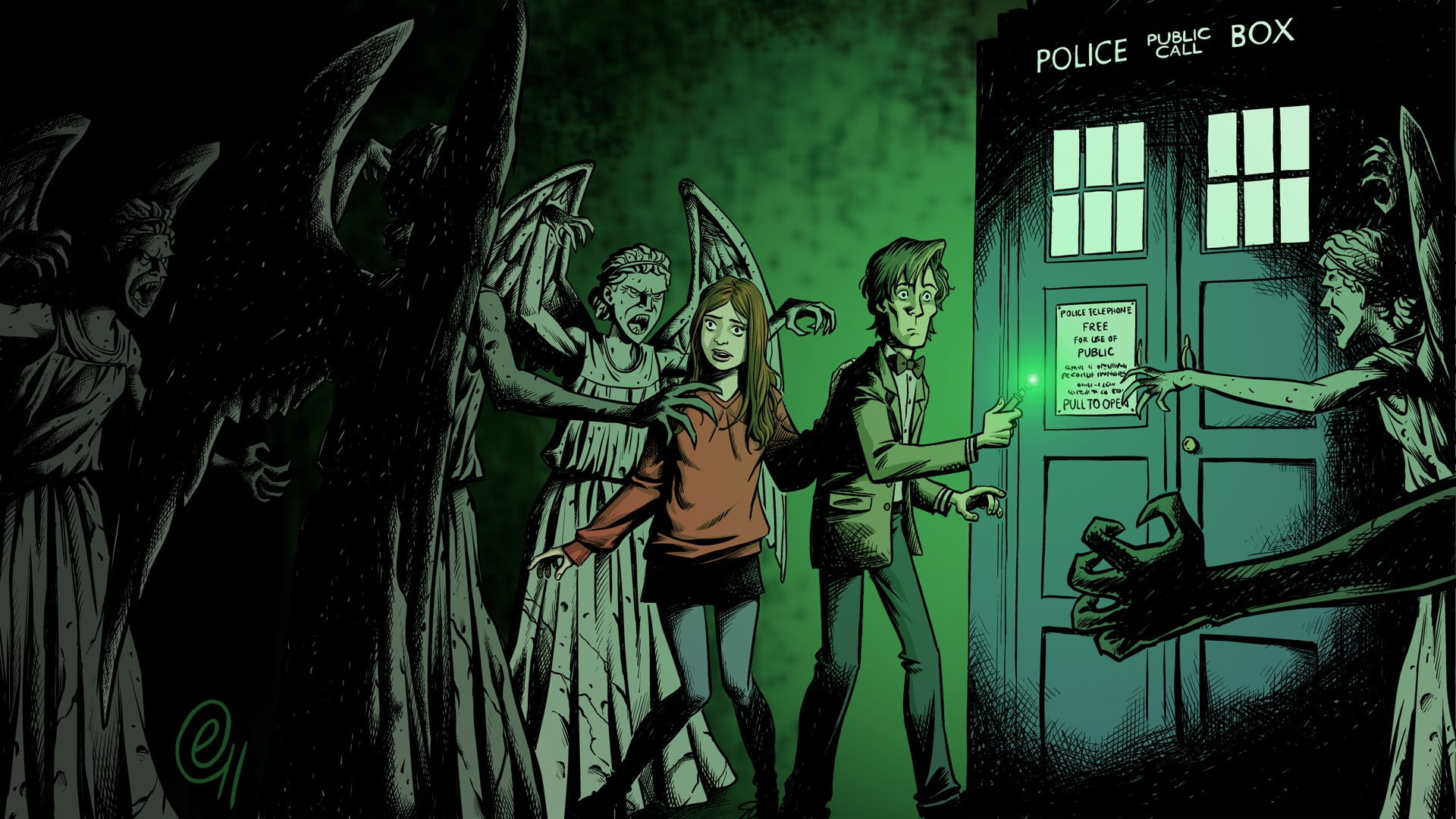 no people, Doctor Who, wall - building feature, Karen Gillan, indoors, nature, window, night, representation, architecture, building, creativity, HD Wallpaper