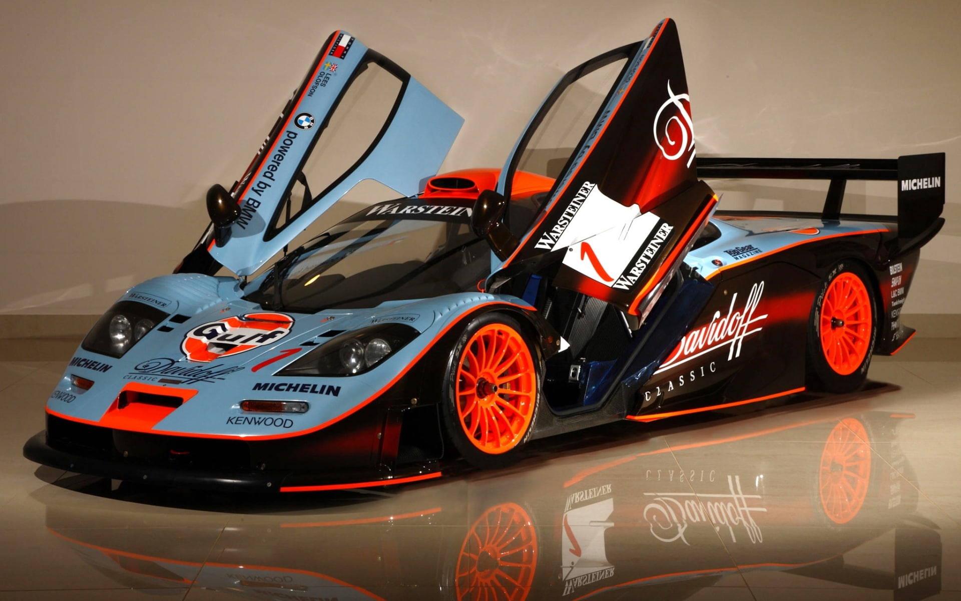 close-up, text, motor racing track, gulf, land vehicle, red, auto racing, sports race, day, sport, Longtail, blue, professional sport, f, car, 1080P, motor vehicle, HD Wallpaper