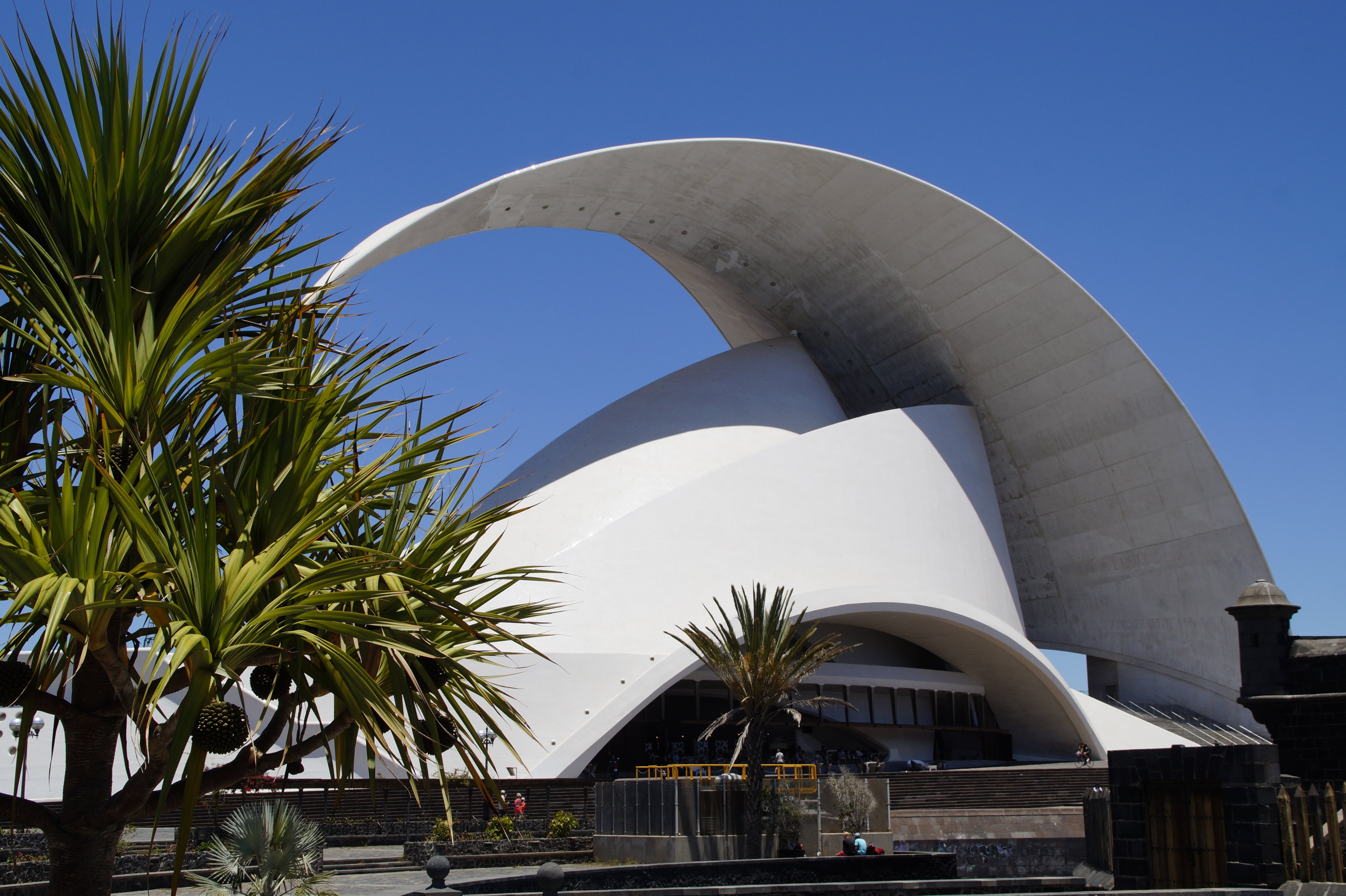 travel, hall, music hall, clear sky, auditorium de tenerife, city, no people, building, nature, architecture, landmark, 5K, santa cruz, island capital, HD Wallpaper