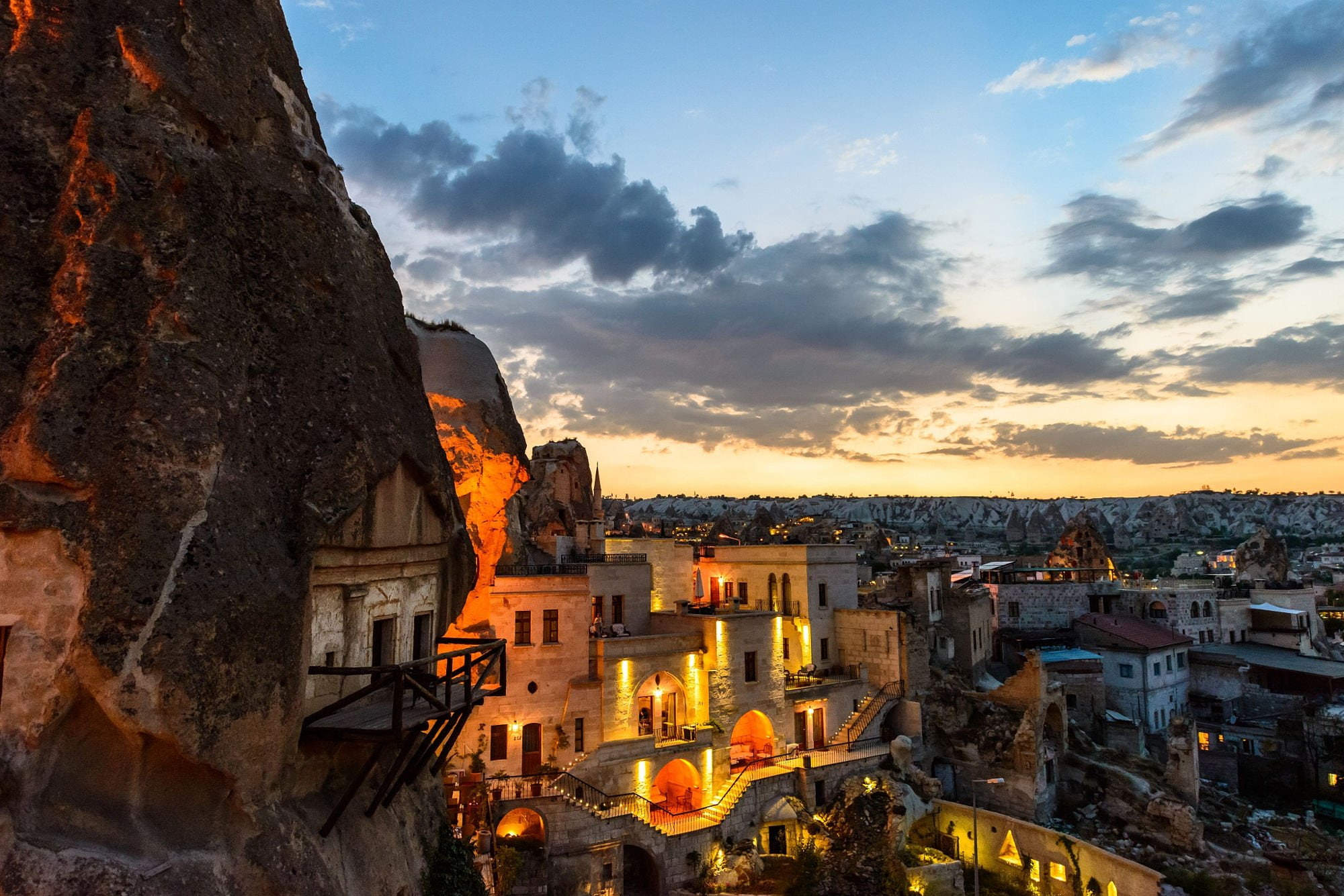 1080P, caves, village, goreme, cityscape, photo, cave, original, suites, turkey, city, sunset, capadocia, hotel, europe, HD Wallpaper