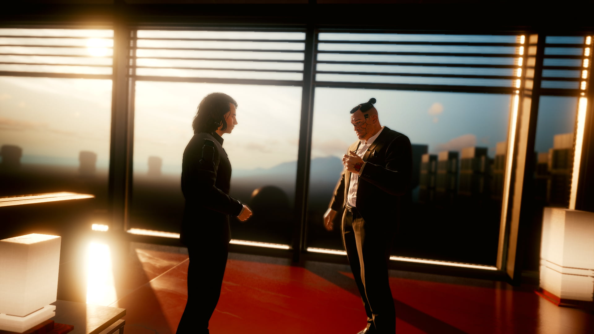 1080P, suits, evening, Jackie Welles, Cyberpunk 2077, hotel, HD Wallpaper