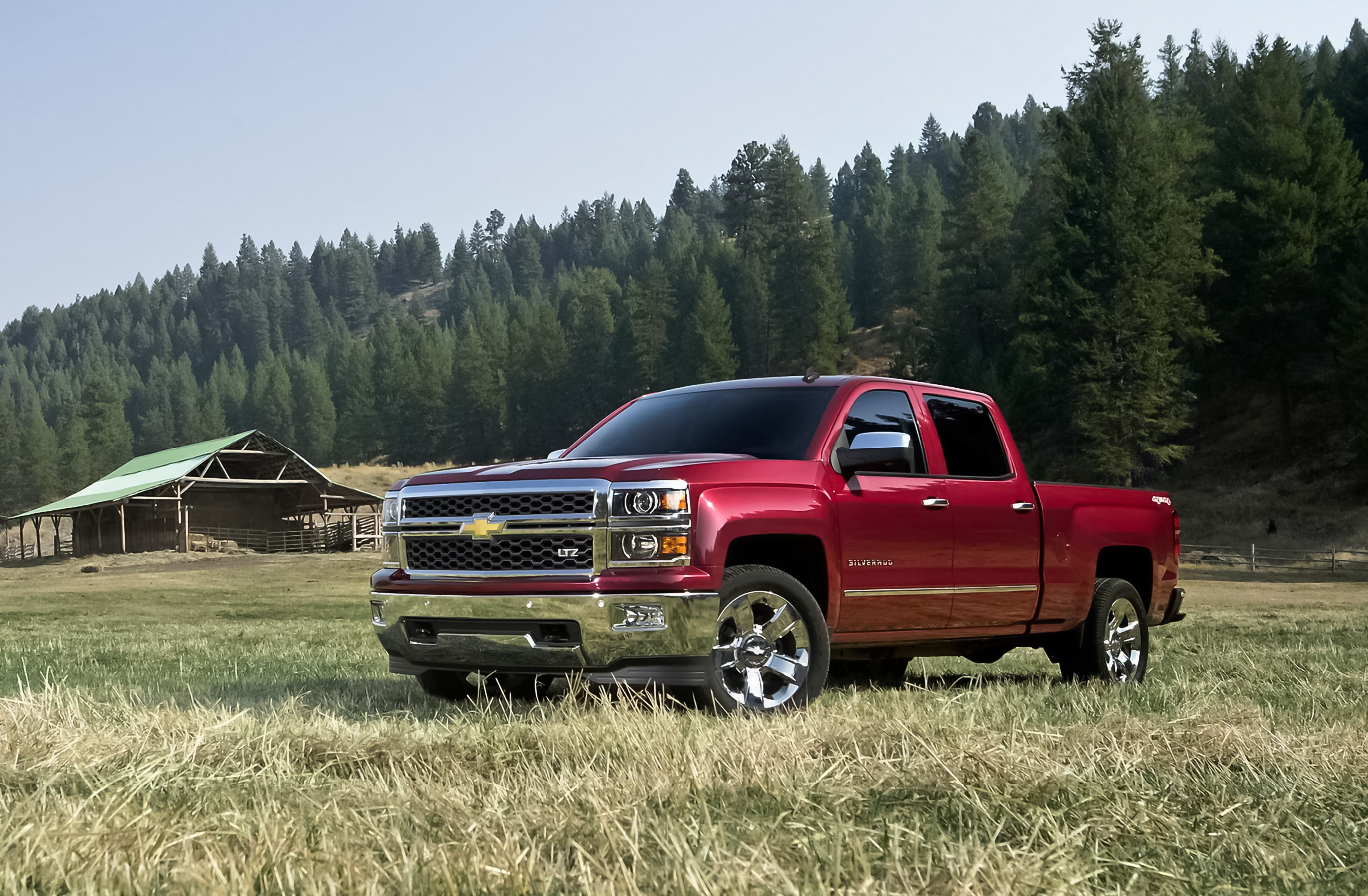 bed, Chevrolet Silverado, 1500, pickup truck, chevy, red, 2014, North America, ranch, large, pickup, double cab, 2K, size, truck, HD Wallpaper