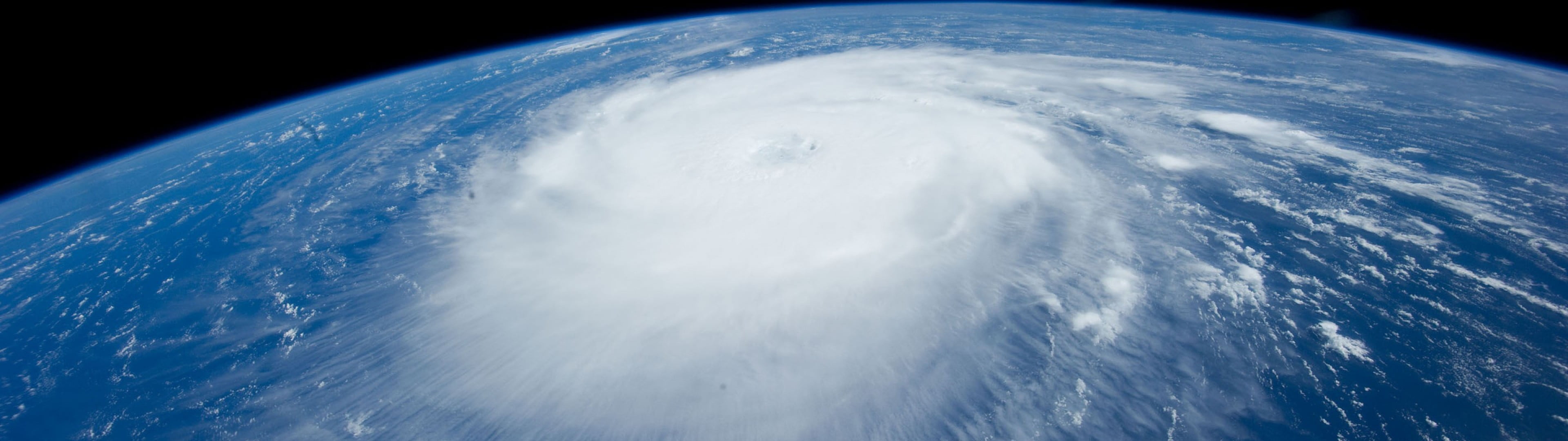 Earth, power in nature, storm, swirl, sky, nature, floral, planet - space, hurricane - storm, blue, multiple display, white, clouds, extreme weather, water, HD Wallpaper