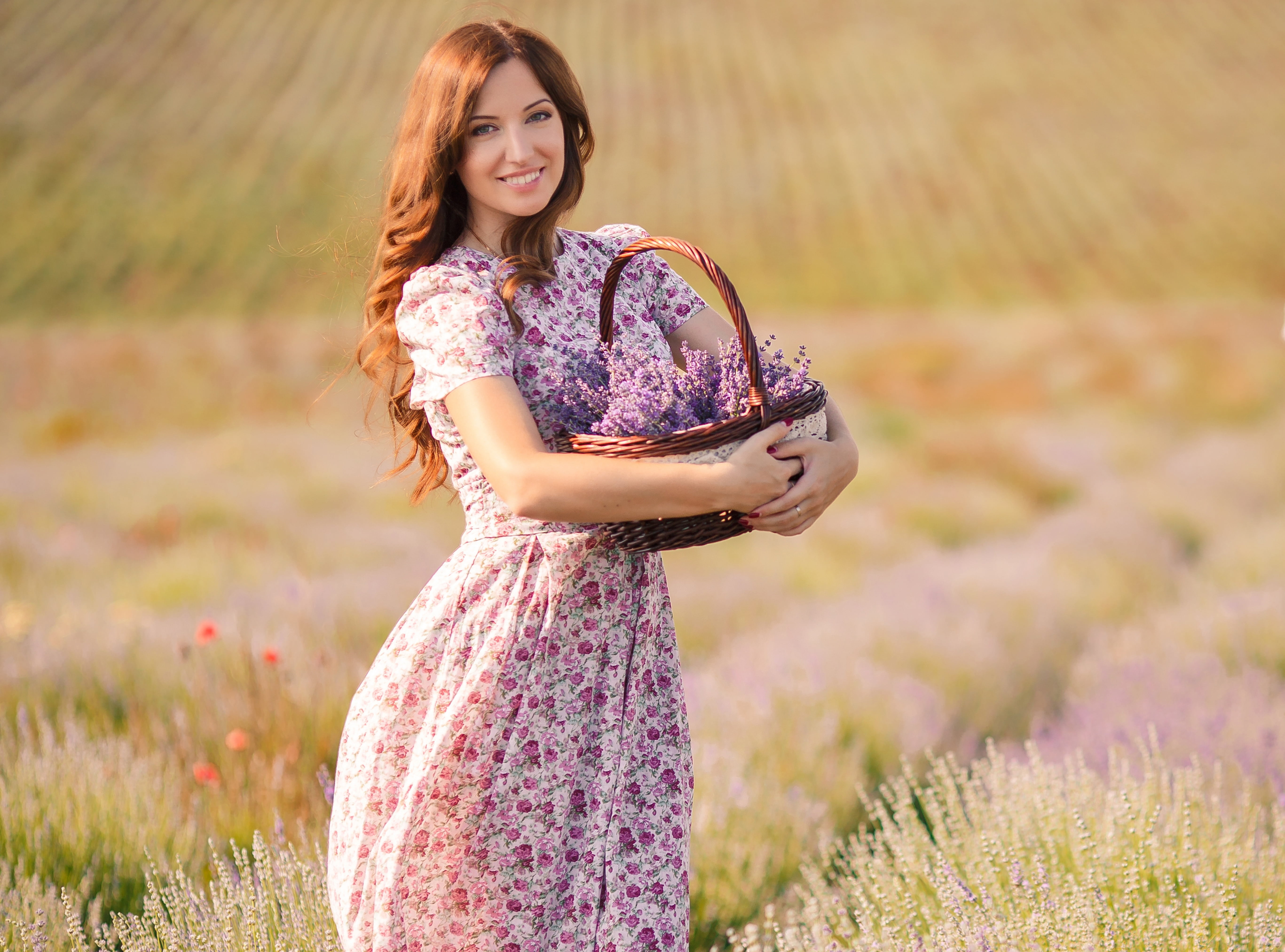 one person, young adult, standing, flowers, fashion, hair, white, three quarter length, cap, field, face, sleeved, pleated, hairstyle, happiness, woman, HD Wallpaper