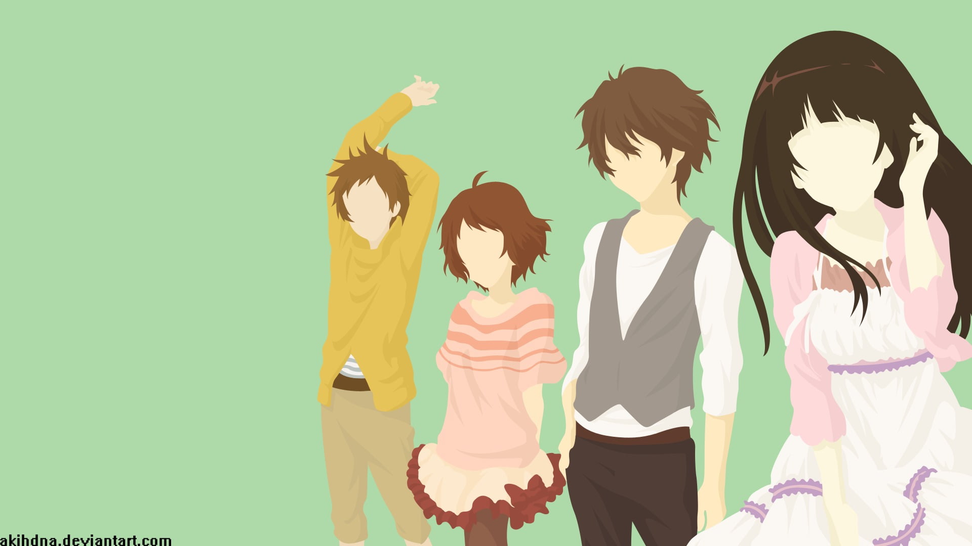 three quarter length, people, friendship, standing, Chitanda Eru, leisure activity, men, lifestyles, nature, studio shot, Fukube Satoshi, bonding, hairstyle, HD Wallpaper