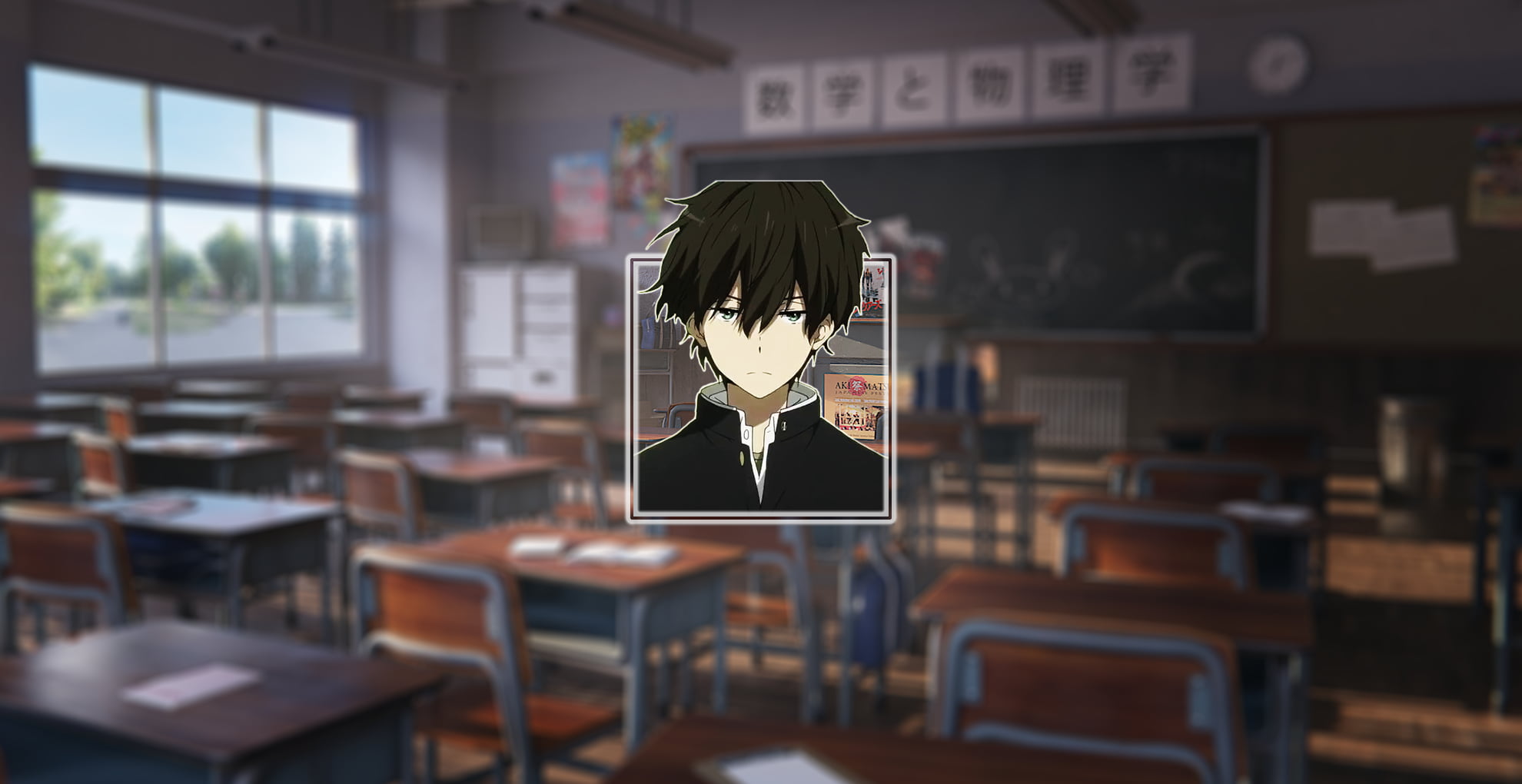 1080P, black hair, Oreki Houtarou, picture-in-picture, anime, Hyouka, anime men, HD Wallpaper
