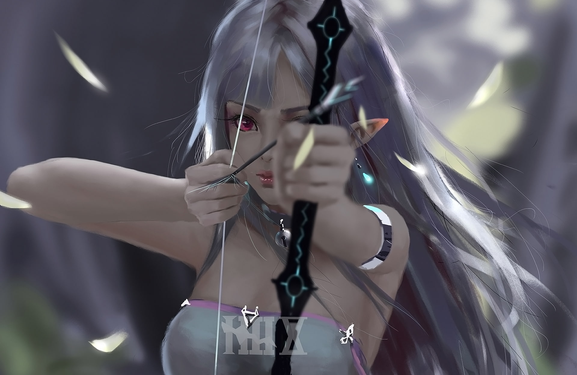 warrior, digital art, anime, archer, 1080P, Ydiya Kai, women, fantasy art, anime girls, fantasy girl, weapon, arrows, HD Wallpaper