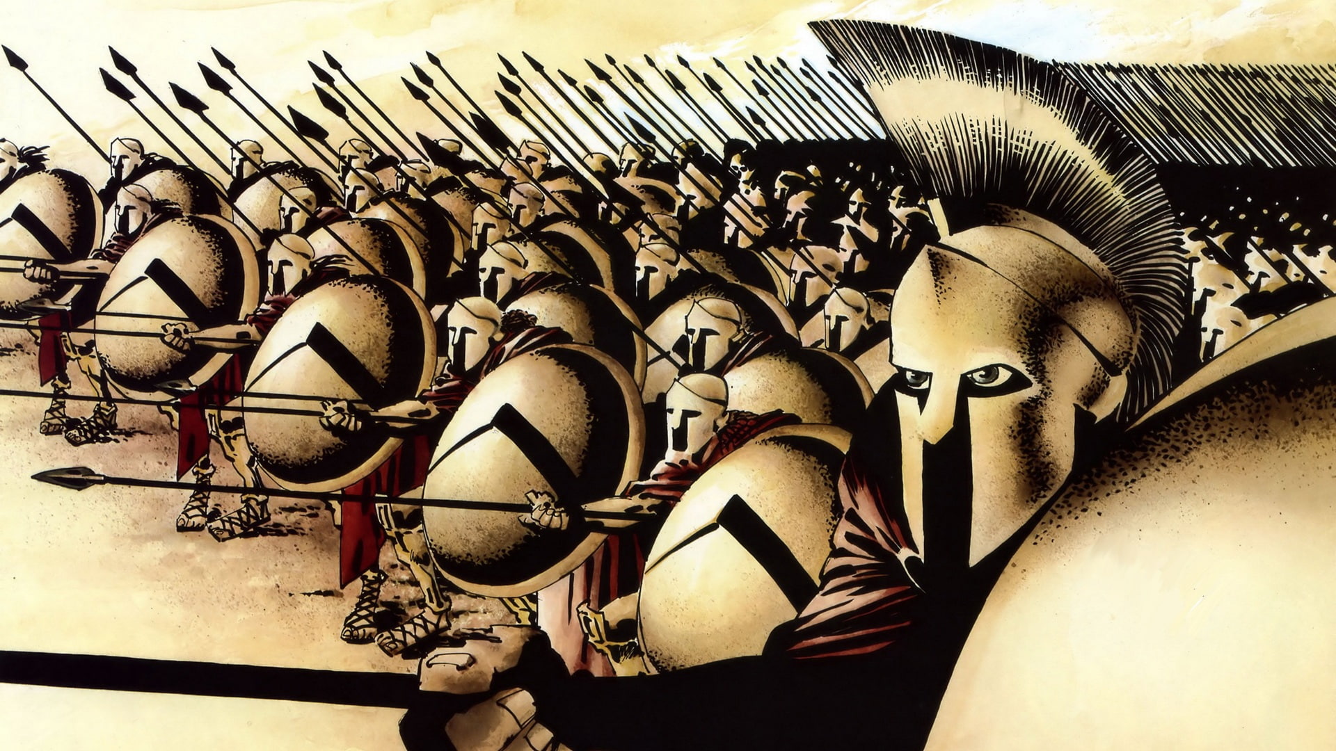 cartoon/comic, 1080P, spartans, 300, hd, HD Wallpaper
