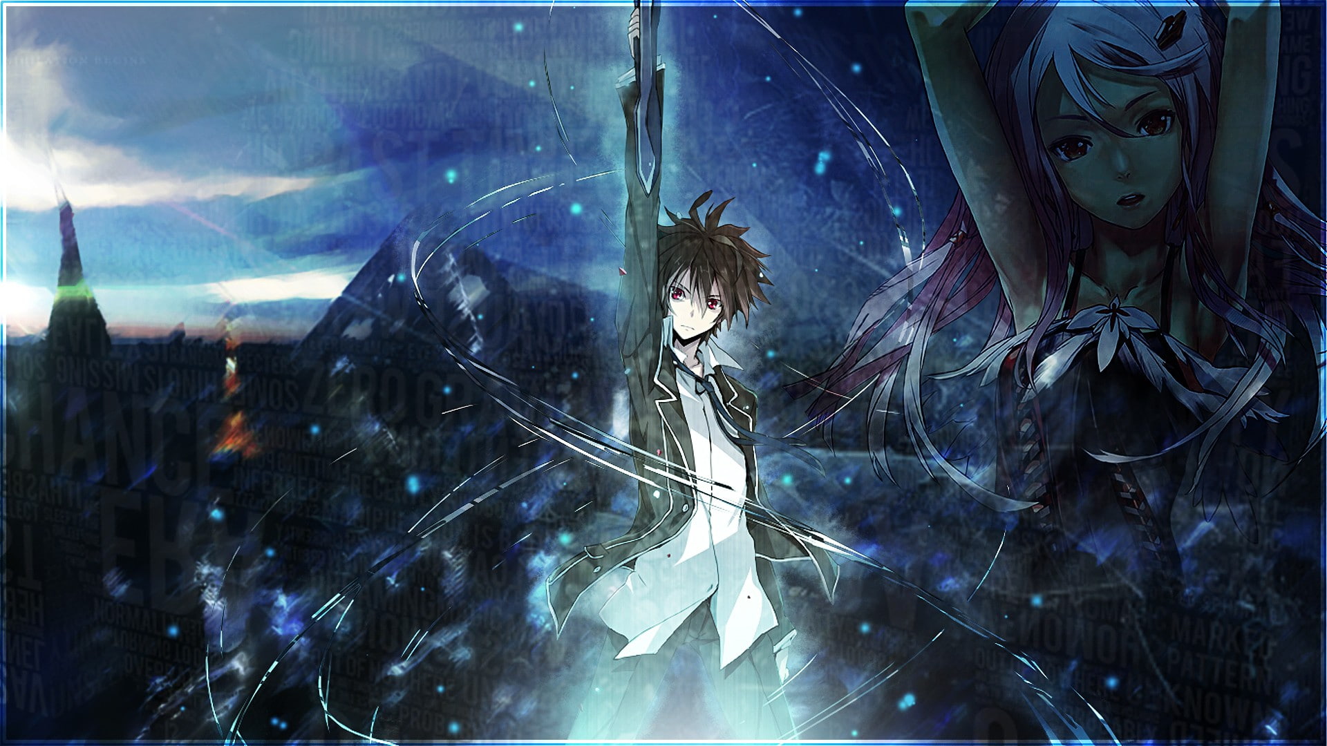 Guilty Crown, transparent, creativity, 1080P, art and craft, female likeness, Ouma Shuu, women, glass - material, reflection, night, real people, one person, HD Wallpaper