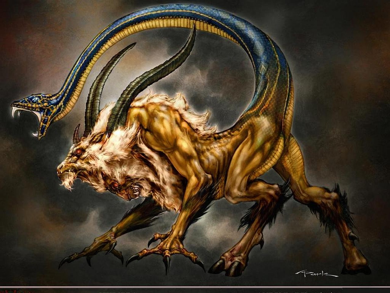 creature, framed, decor, hd, wall, 720P, fantasy, chimera, HD Wallpaper