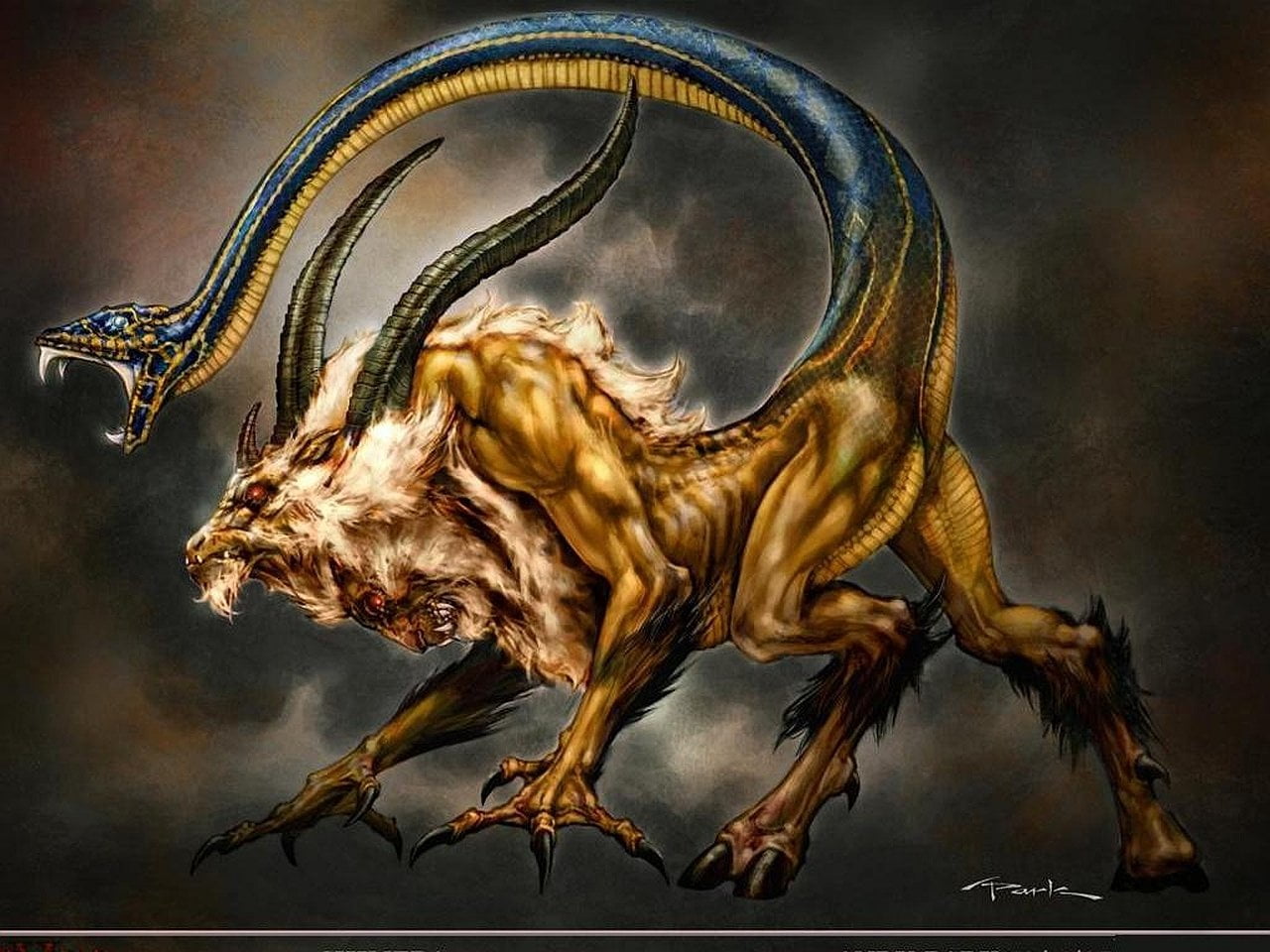 Chimera, animal representation, amusement park ride, creativity, side view, domestic animals, Fantasy Animals, animal wildlife, nature, sky, arts culture and entertainment, HD Wallpaper