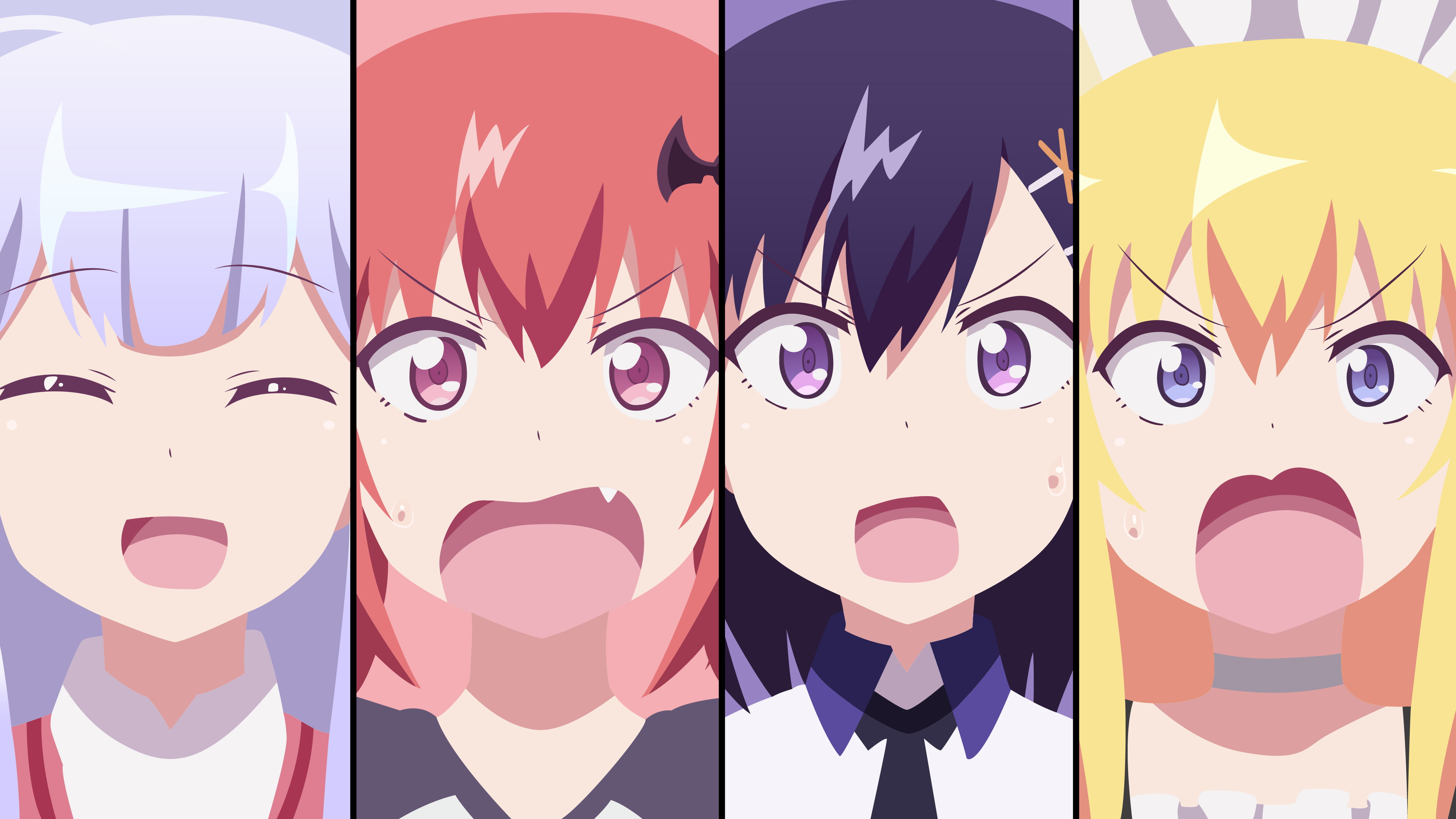 Vignette Tsukinose April, Raphiel Ainsworth Shiraha, Gabriel White Tenma, Vignette April Tsukinose, Satanichia McDowell Kurumizawa, Gabriel Dropout, 4K, HD Wallpaper
