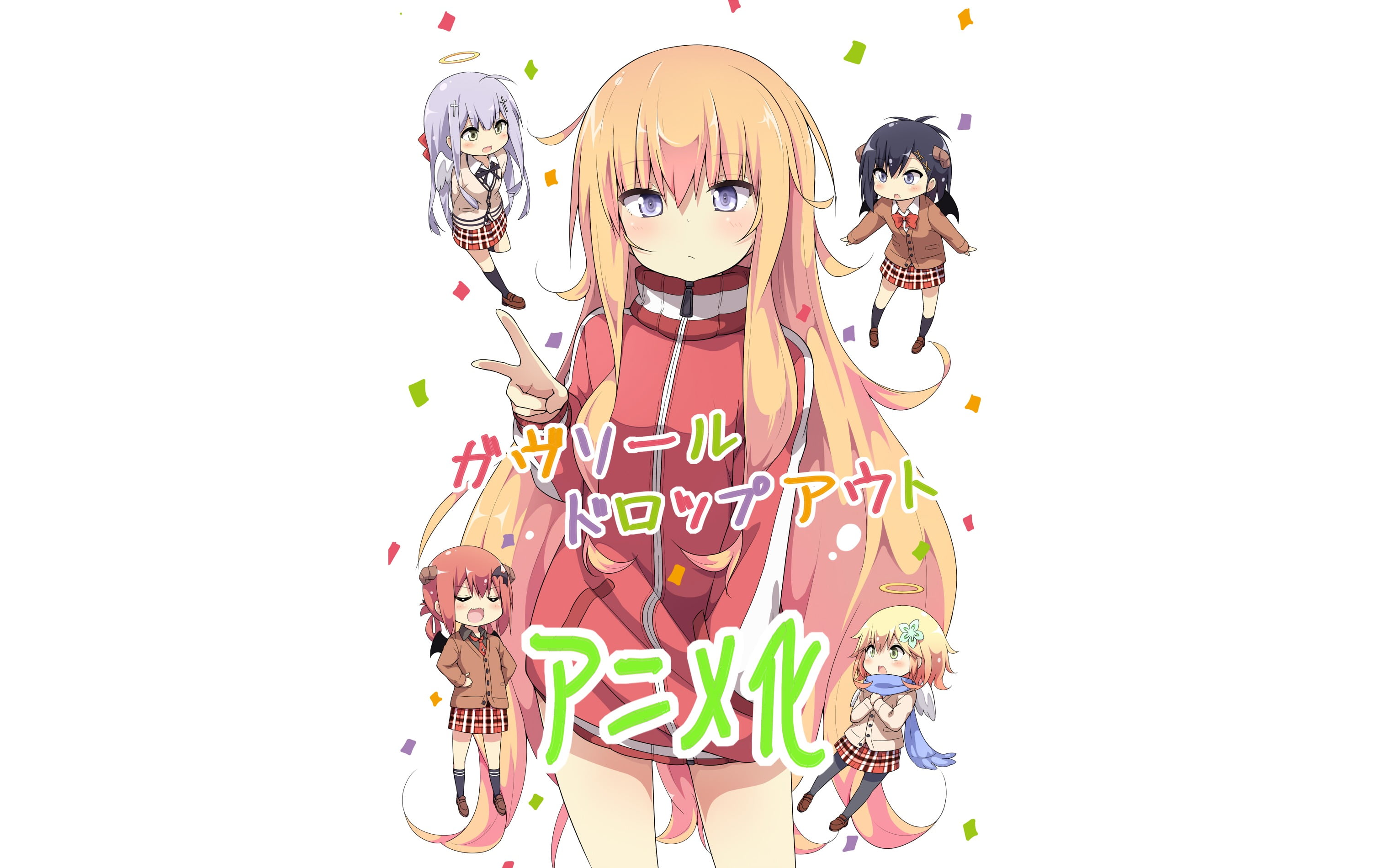 representation, cut out, Raphiel " Raphi" Shiraha Ainsworth, Vignette April Tsukinose, school uniform, creativity, Raphiel Ainsworth Shiraha, Vignette Tsukinose April, HD Wallpaper