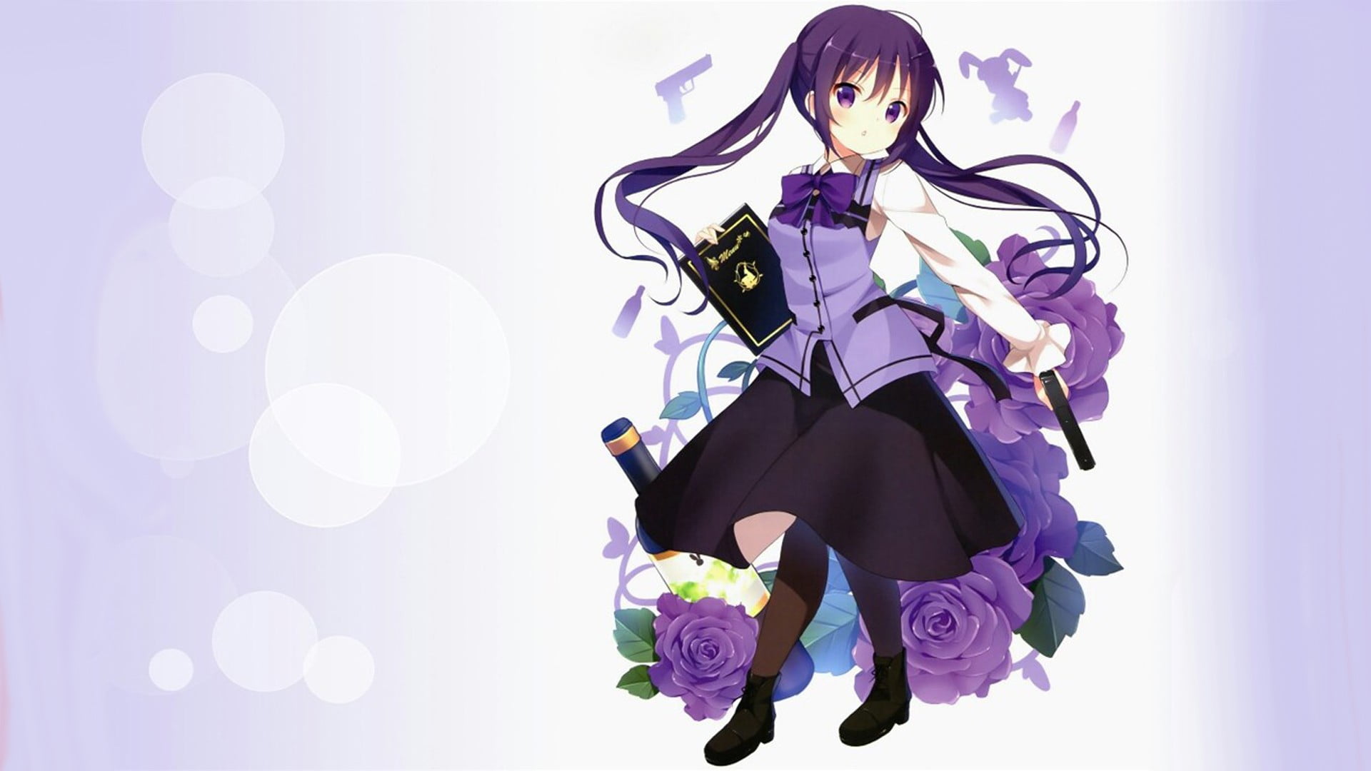 indoors, business, anime girls, front view, glasses, Gochuumon wa Usagi Desu ka?, young adult, 1080P, Tedeza Rize, young women, women, well-dressed, white background, HD Wallpaper
