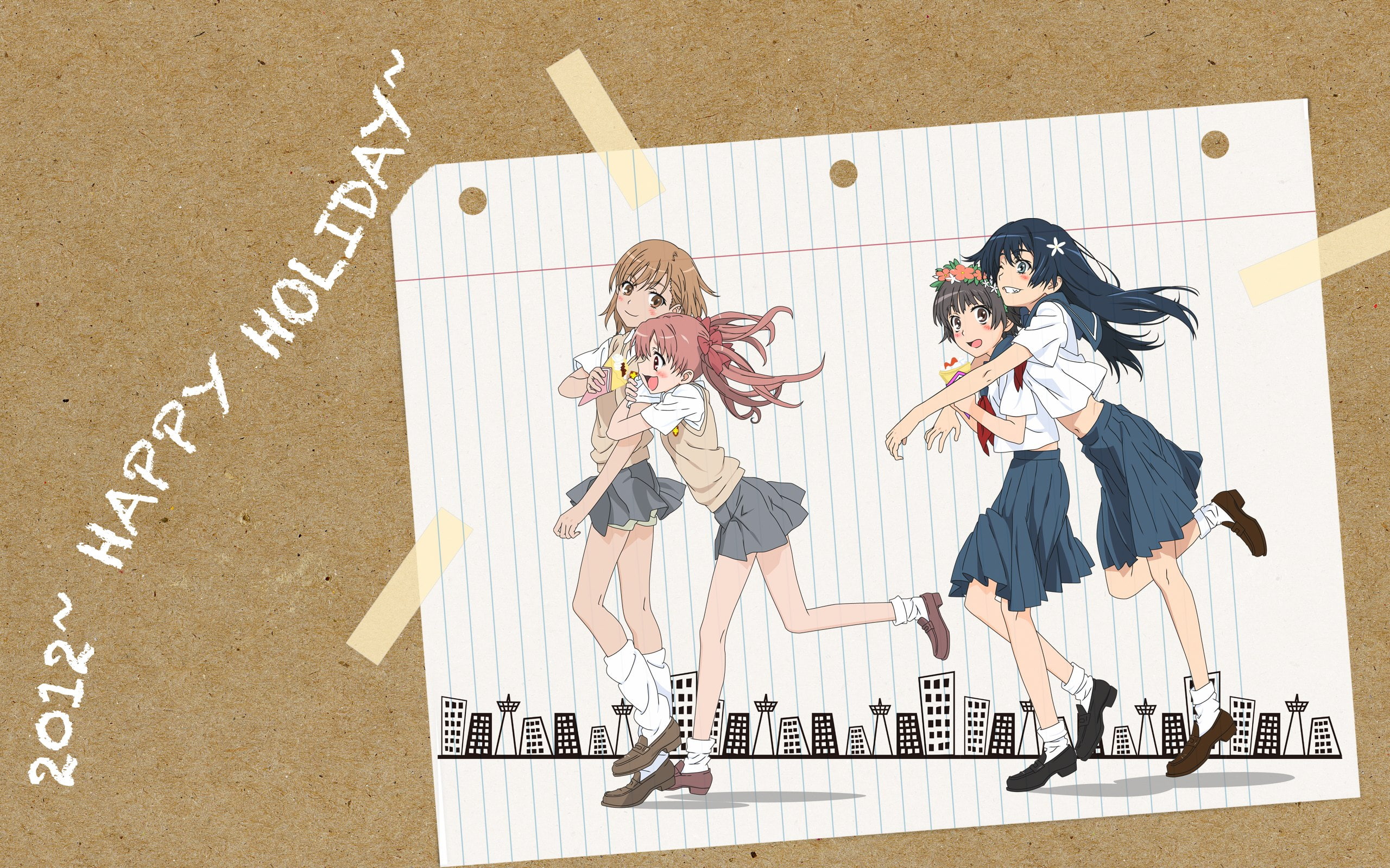 kazari, railgun, majutsu, saten, ruiko, shirai, misaka, uiharu, mikoto, kuroko, 2K, index, kagaku, seifuku, aru, HD Wallpaper