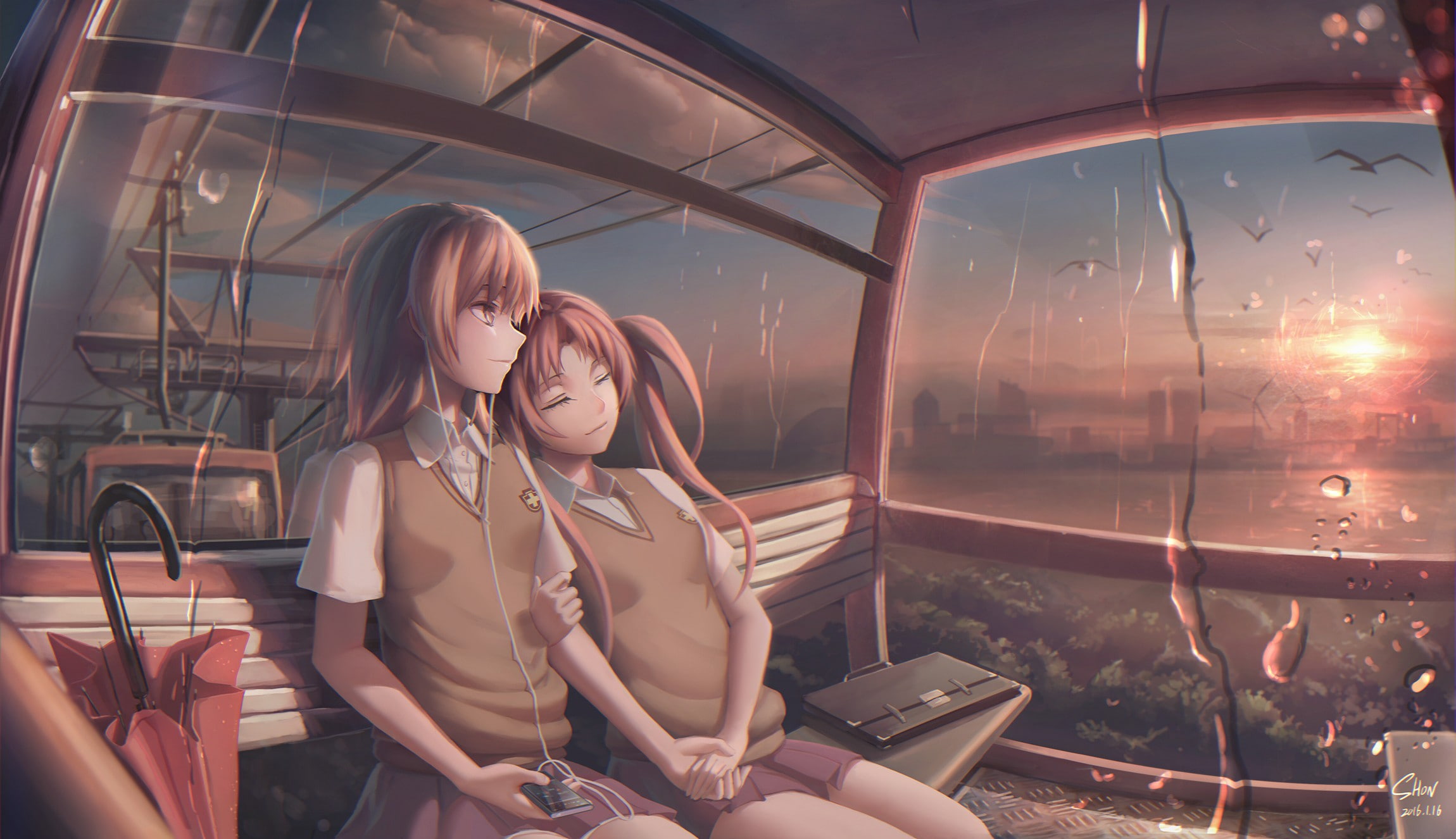 Misaka Mikoto, 1080P, anime, To Aru Kagaku no Railgun, Shirai Kuroko, anime girls, HD Wallpaper
