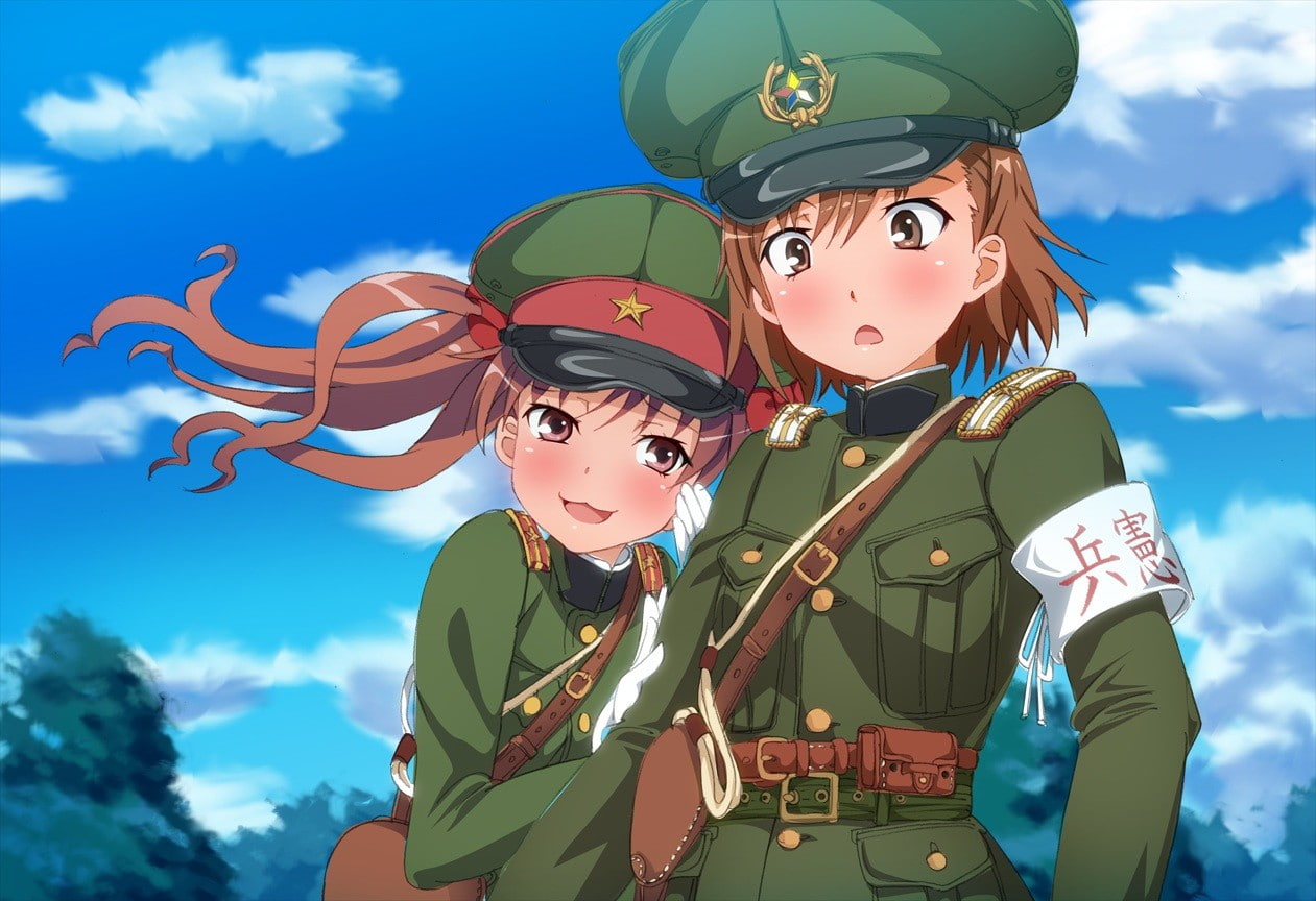 480P, uniform, military, anime, anime girls, To aru Majutsu no Index, To Aru Kagaku no Railgun, Shirai Kuroko, Misaka Mikoto, HD Wallpaper