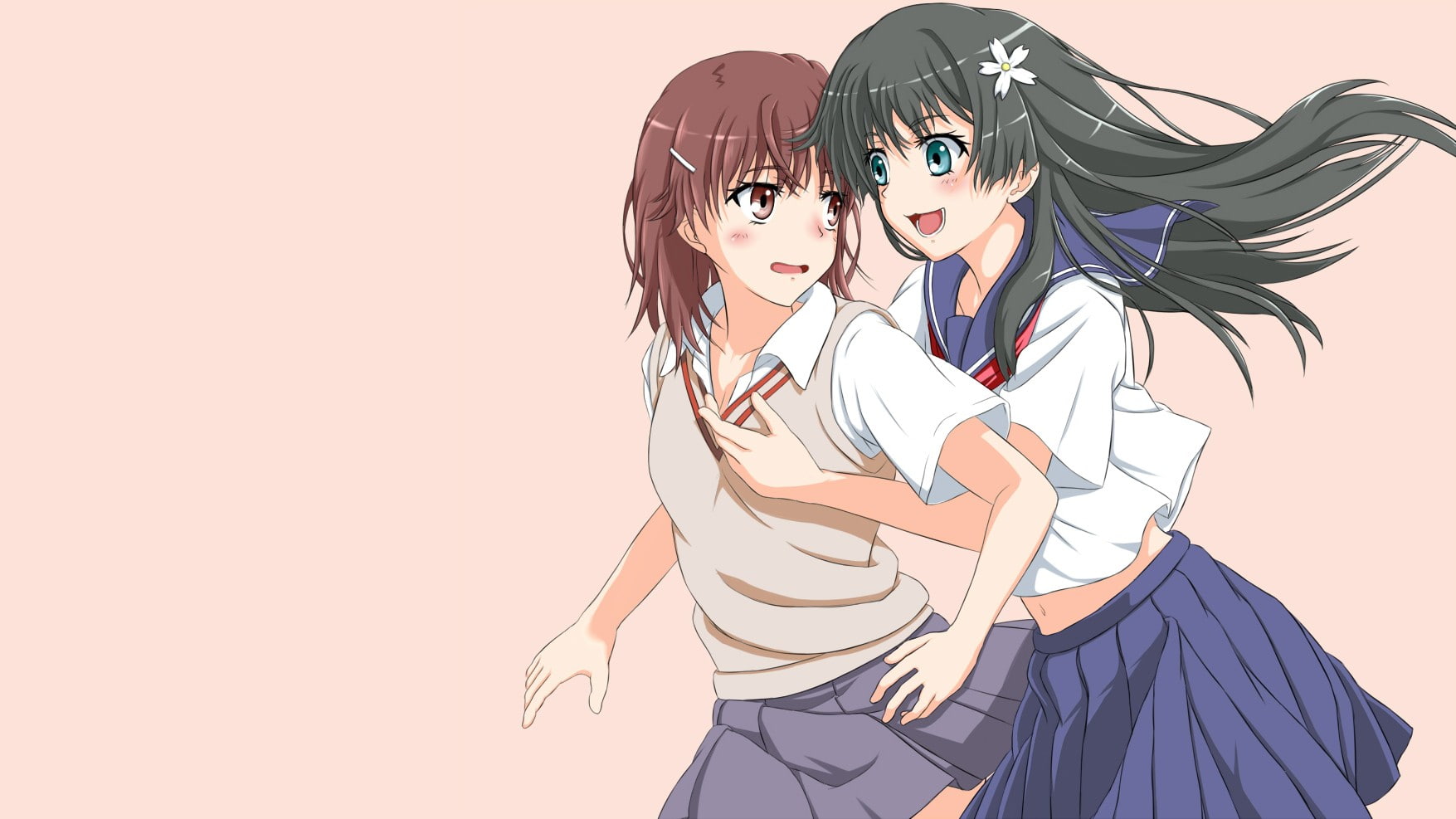 To Aru Kagaku no Railgun, anime, Misaka Mikoto, anime girls, Saten Ruiko, To aru Majutsu no Index, 720P, school uniform, HD Wallpaper