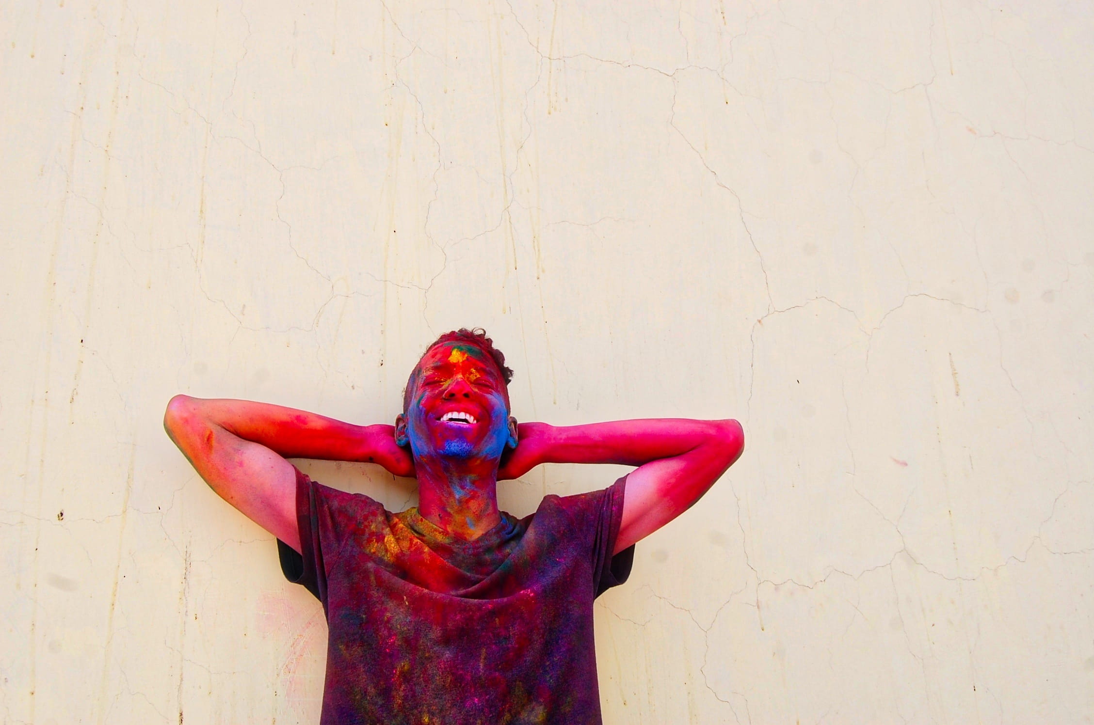 tradition, wearing, Holi, neck, smiling, travel, shirt, festive, portrait, multi colored, 1080P, wall - building feature, colorful, black, holiday, leaning, HD Wallpaper