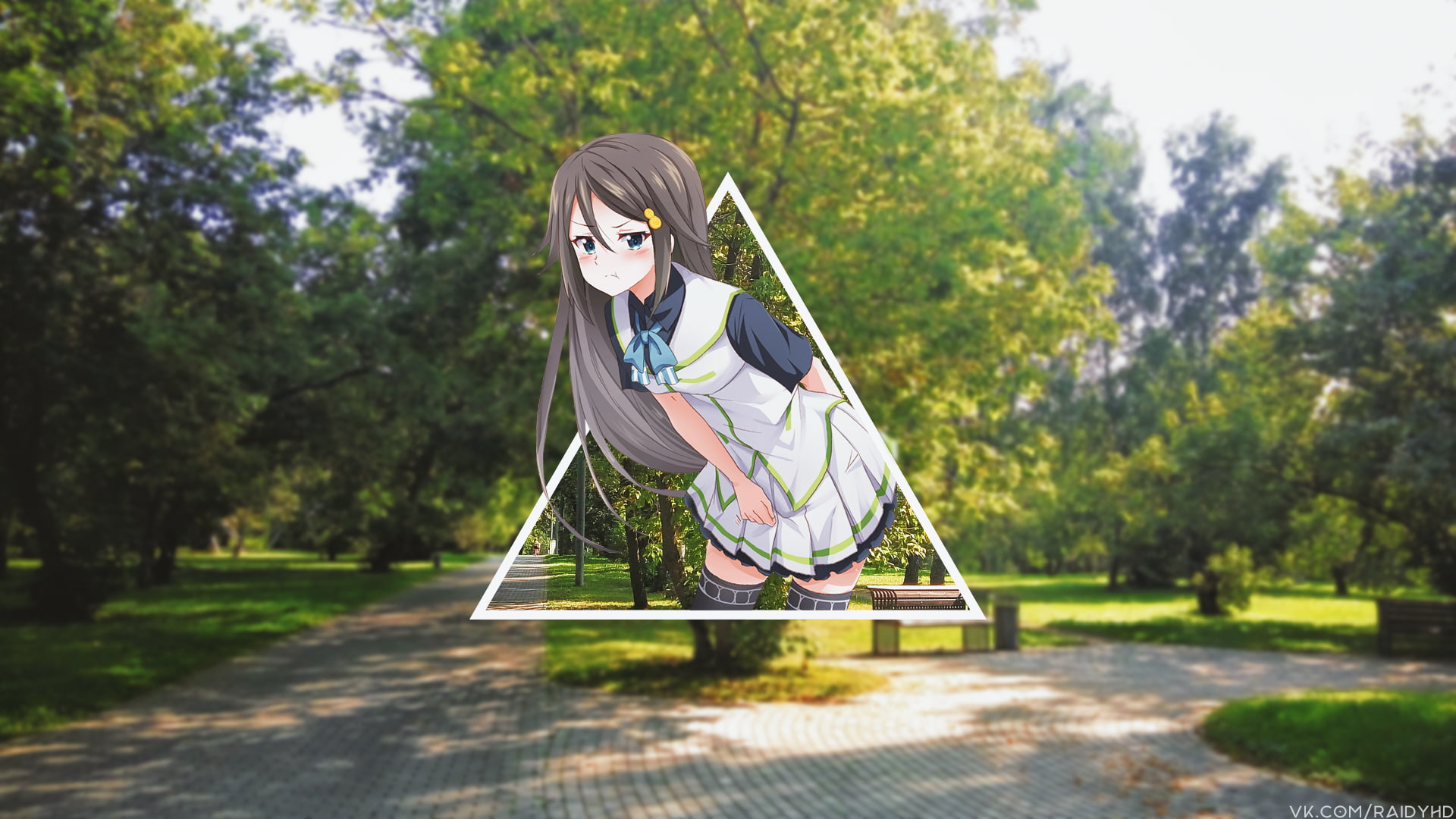 standing, selective focus, real people, nature, beautiful woman, Musaigen no Phantom World, lifestyles, green color, day, young adult, young women, anime, HD Wallpaper