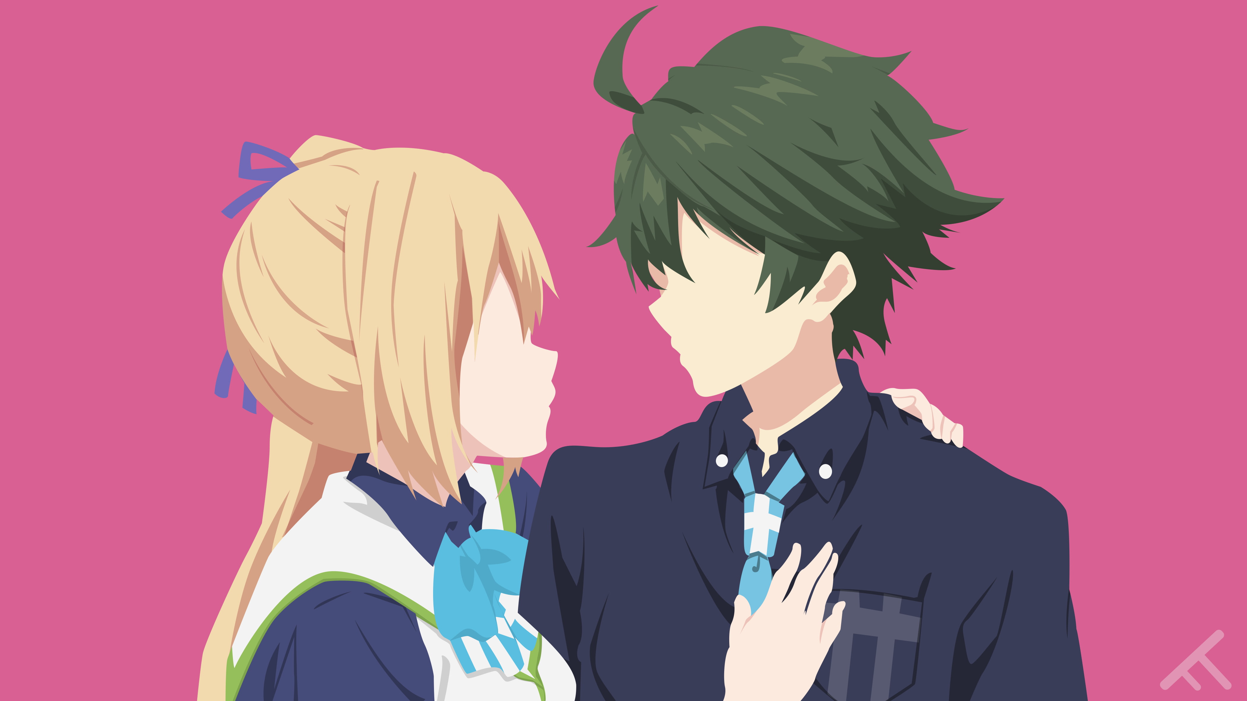 one person, headshot, digital composite, pink color, 4K, men, studio shot, well-dressed, young men, males, Ichijou Haruhiko, Musaigen no Phantom World, HD Wallpaper