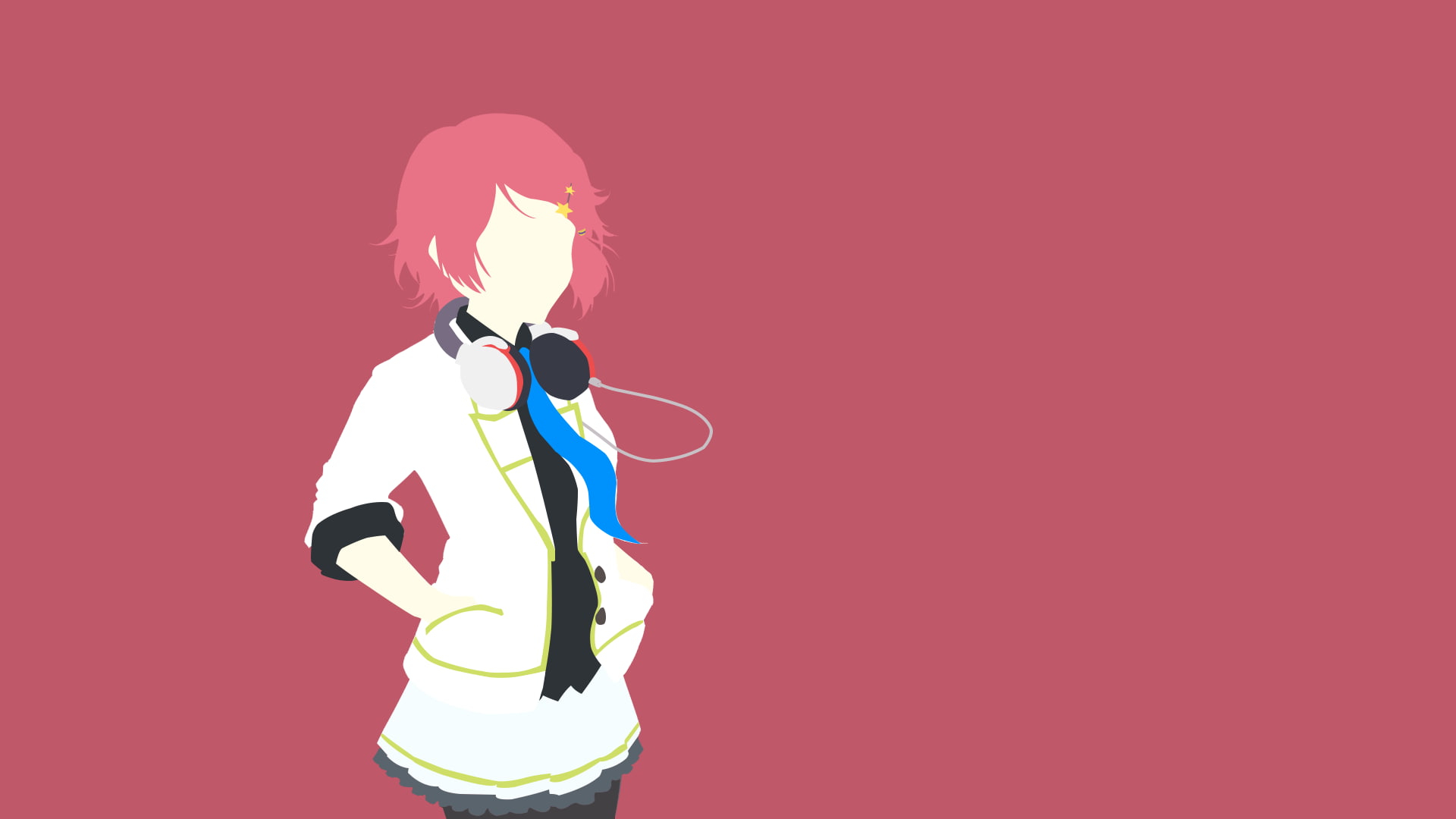 anime, adult, copy space, arms raised, Minase Koito, colored background, indoors, lifestyles, pink background, input device, waist up, music, arts culture and entertainment, HD Wallpaper