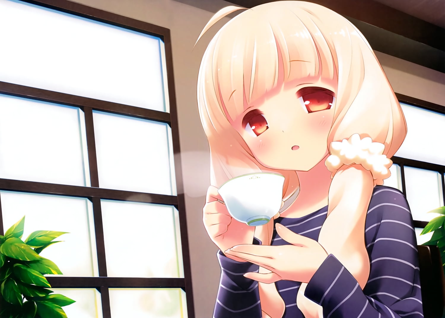 sunlight, blond, lifestyles, creativity, woman, window, haired, drinking, gayarou, character, human representation, close-up, one person, lighting equipment, HD Wallpaper