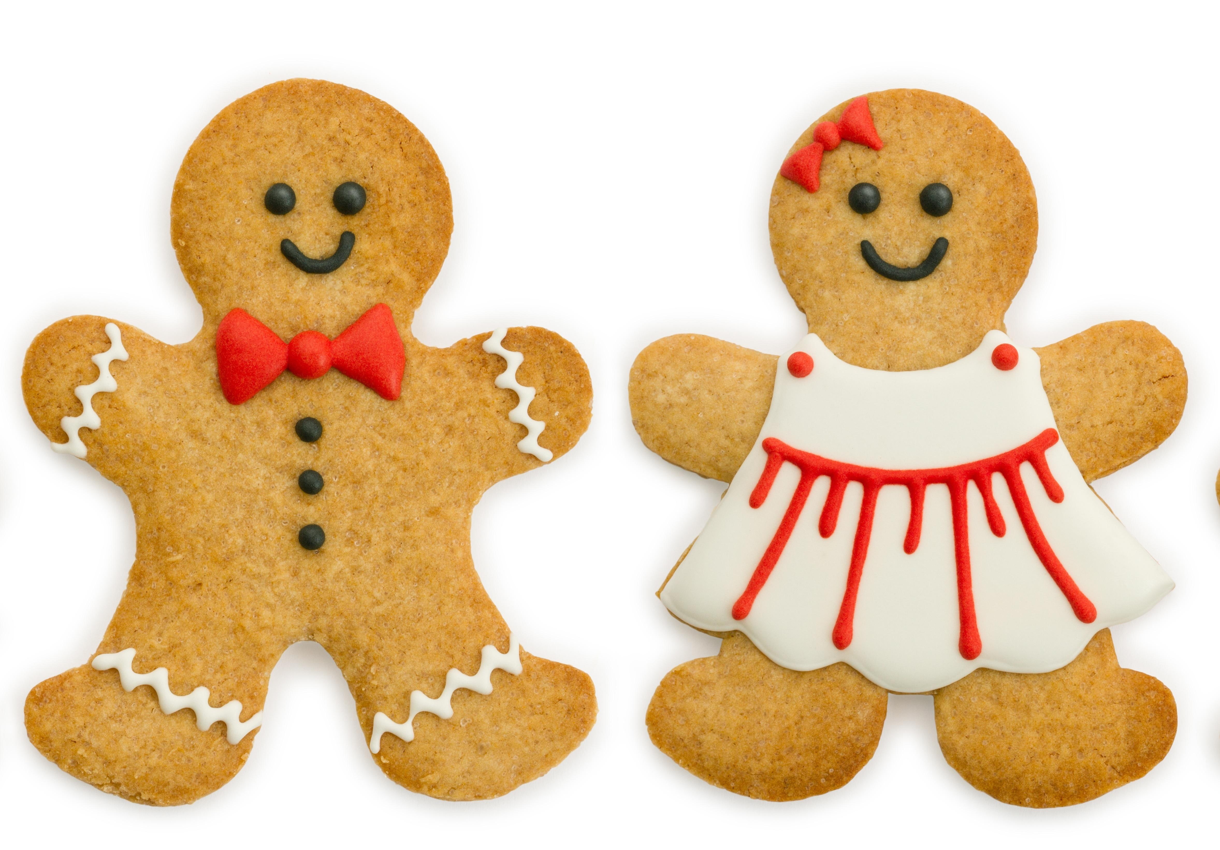 food, 4K, holidays, girl, baking, gingerbread, christmas, two, cookies, man, HD Wallpaper