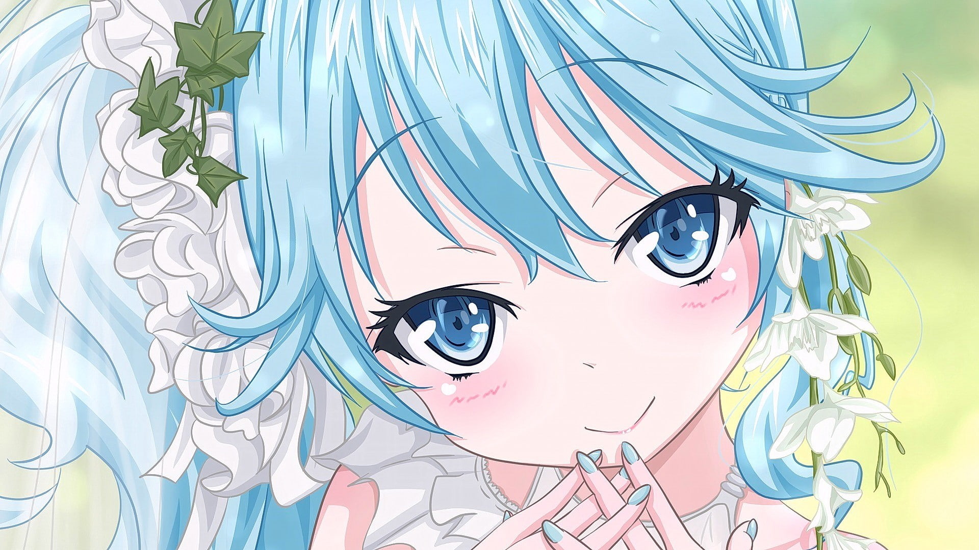 Denpa Onna To Seishun Otoko, Touwa Erio, blue eyes, smiling, blue hair, looking at viewer, anime girls, 1080P, anime, HD Wallpaper
