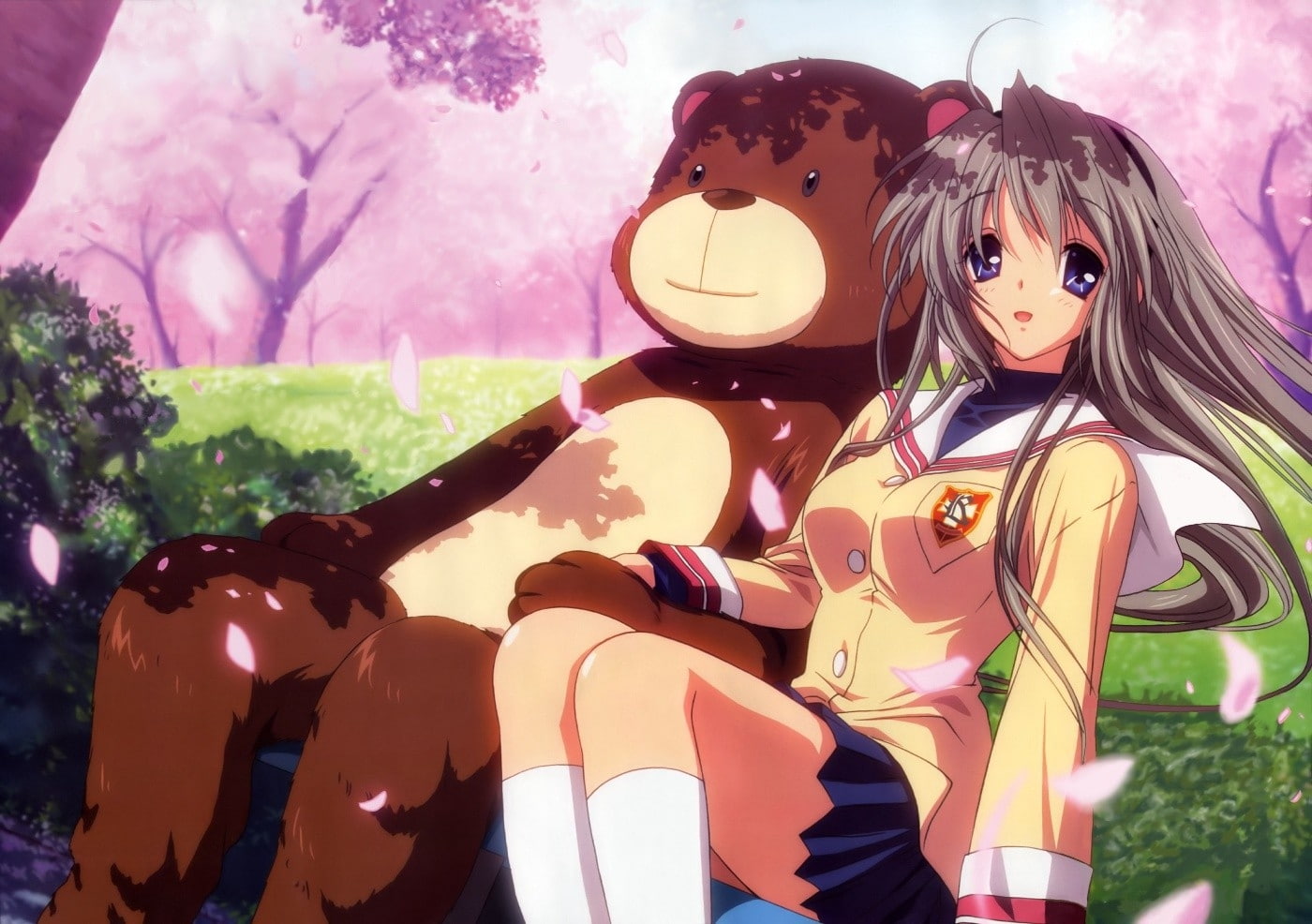hd, clannad, sakagami, art, tomoyo, 720P, Sakagami Tomoyo, animals, bears, x, HD Wallpaper