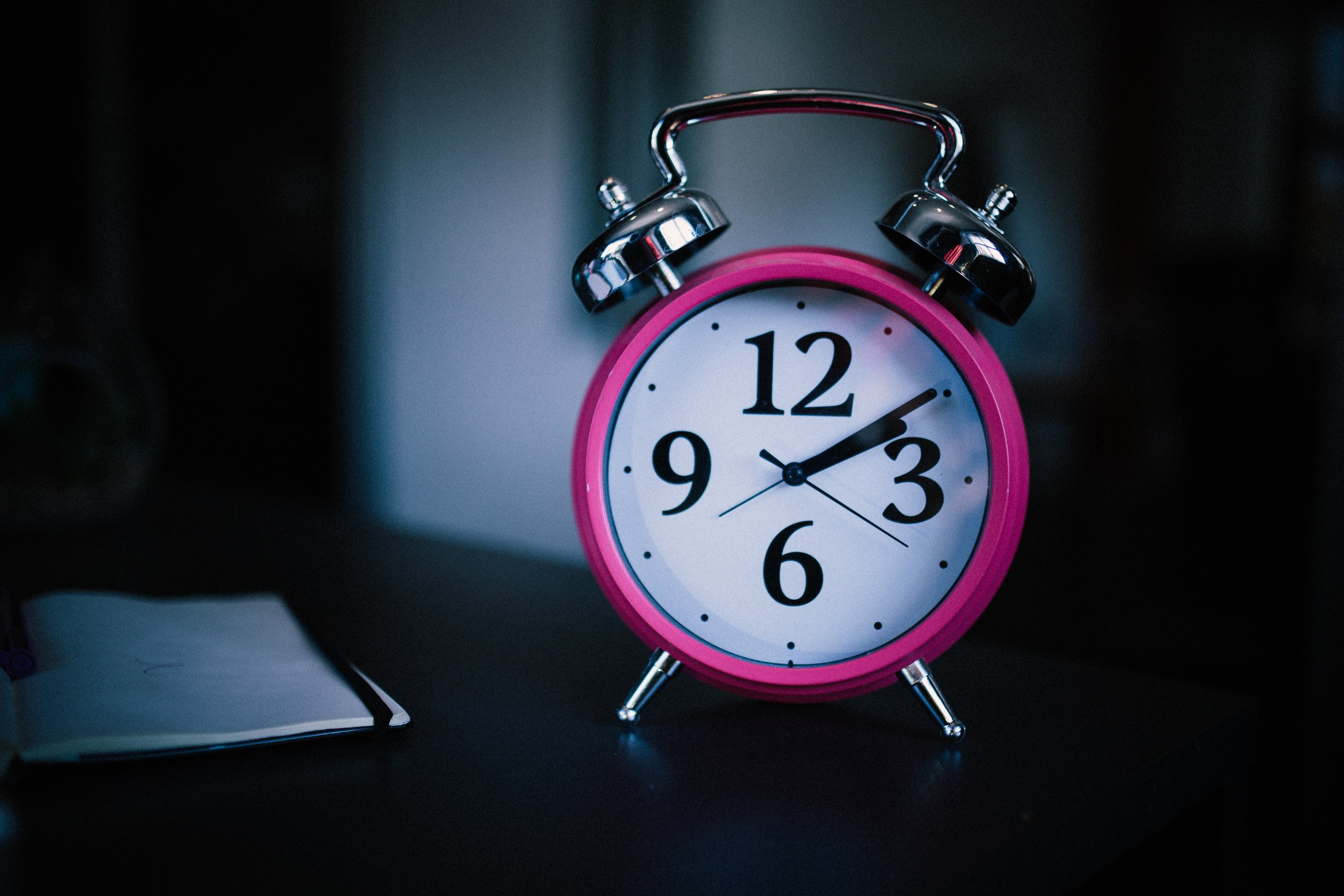 clock, shape, 2K, number, retro styled, gray, dial, focus on foreground, close-up, time, table, pink, bun, alarm clock, clock face, indoors, no people, HD Wallpaper