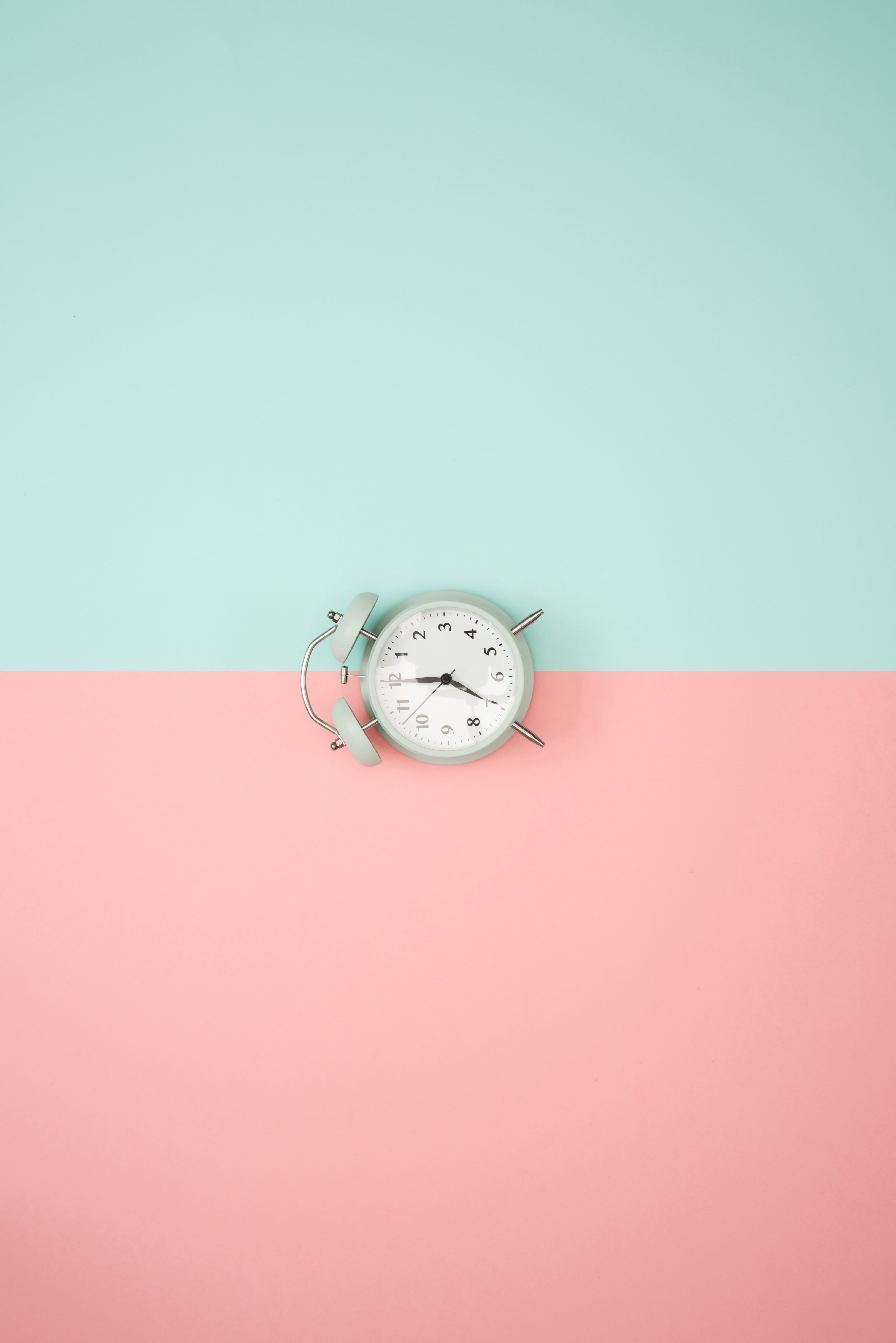 alarm clock, pink, single object, despertador, colour, no people, number, seven, bell, flat lay, still life, pastel background, close-up, minute hand, silver, Phone HD Wallpaper